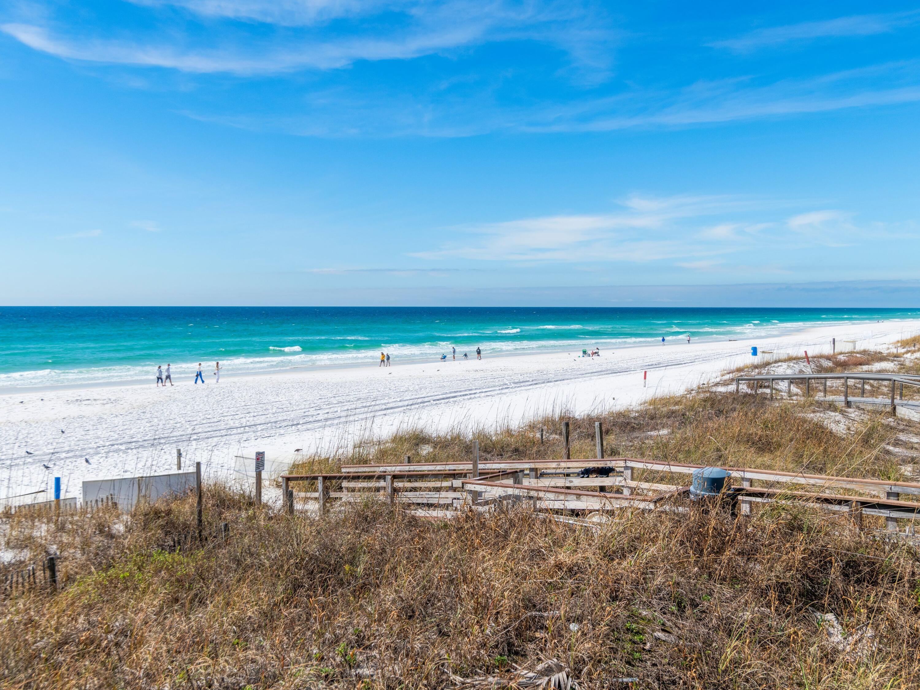 Spectacular Gulf views from this beautifully updated 2BR/2BA condo in the gated beachfront community of Sterling Shores in the center of Destin FL. Enjoy relaxing on your private 16 ft balcony overlooking the beach and the Gulf of America. This unit is a proven rental performer, generating approx. $53K in 2022, $43K in 2023, $40K in 2025 and has $32K on the books already for 2026! Excluding 4-5 weeks of owner use. Offered fully furnished and tastefully decorated with upgrades including luxury vinyl flooring, stainless steel appliances, granite countertops, stylish backsplash, barn door, and new patio furniture. Sterling Shores features 400' of deeded beach access, a 4,300 sq ft heated zero-entry lagoon pool, a private Gulf-front beach club with seasonally heated pool and tiki bar & grill! With the sleeper sofa in the living room, this condo can accommodate up to 6 people! Other amenities include fitness center, elevators, media room, outdoor grill area, and ample parking. Vacasa is the on-site rental company for easy guest check-in. HOA covers water, sewer, trash, cable, security and internet. Owners' pets allowed. Steps to the Back Porch restaurant and close to shopping, dining, and attractions.