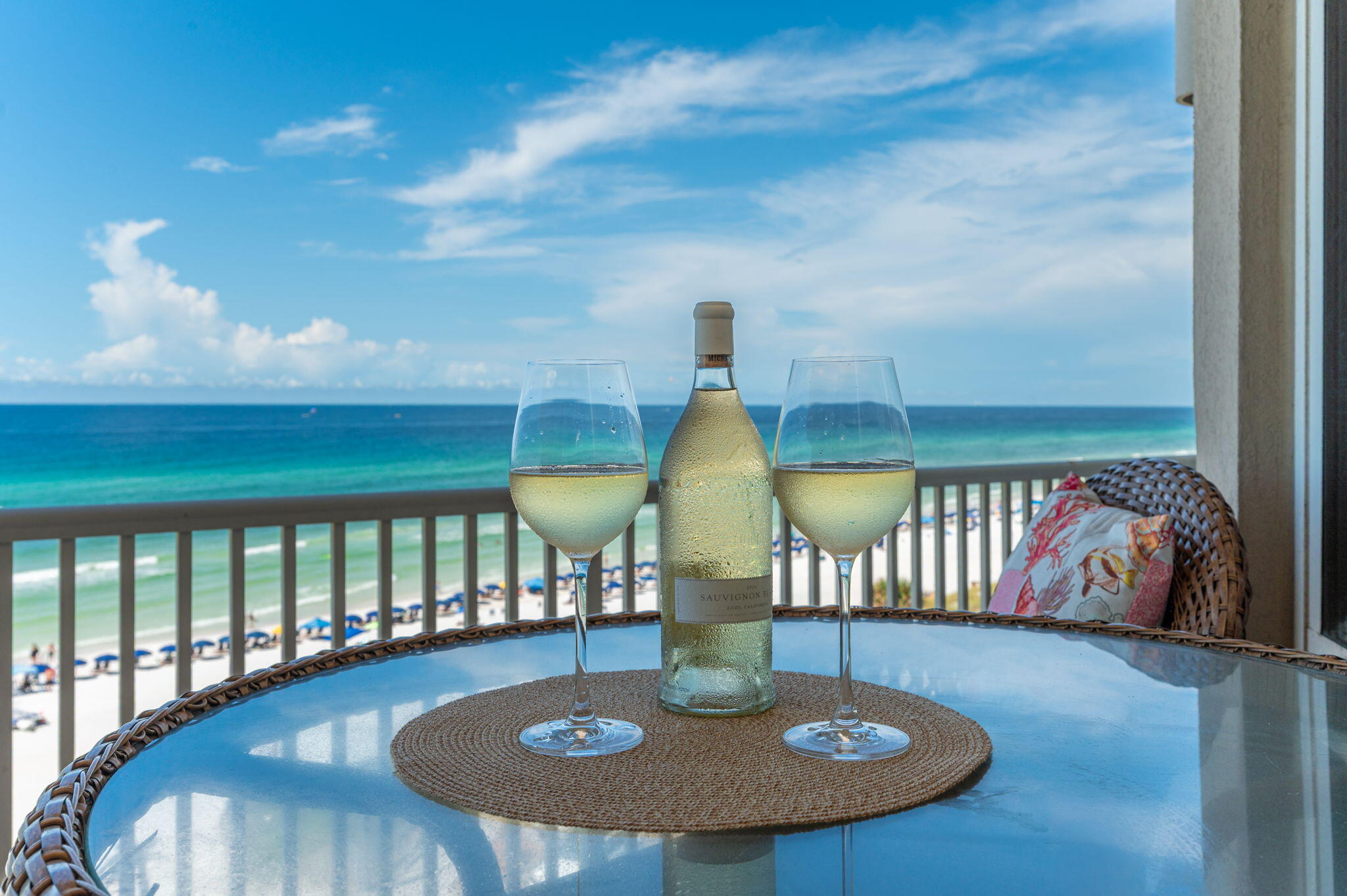 Experience awe-inspiring 180-degree unobstructed beach views along the entire coastline from Destin to Panama City from the 40-foot balcony of this 6th-floor condo-home. Indulge in the luxury of coastal living within an exclusive gated enclave.This FULLY RENOVATED sophisticated condominium exudes elegance with its 10 foot ceilings, creamy colored travertine floors, a gourmet kitchen featuring bespoke solid wood cabinets crafted by a master cabinet maker, luxurious granite countertops, sleek stainless steel appliances, and a separate beverage bar with wine cooler. The primary bedroom suite was totally gutted and walls moved to create a larger bedroom and new luxury master bathroom with white and grey marble tile floors, custom walk- in shower with marble walls and spa-like stone floor, separate soaking tub, double sink vanity with quartz counters and 2 closets. In addition, this home has a second primary gulf view suite with a fully renovated ensuite bathroom featuring white and grey marble tile floors, custom walk-in shower with white subway tile walls, spa-like stone floor,and a large cabinet with granite counters. An additional spacious king guest bedroom offers sweeping Bay views and remodeled ensuite bathroom with travertine floors, large walk-in shower with white subway tile and custom stone floor, and shaker cabinet with white quartz counters. Enjoy a unique and open floorplan designed to captivate with endless water views from every room with dual living areas and... a second expansive north-facing terrace with pool, lake, and bay vistas perfect for al fresco dining. Adding to its allure are tasteful drapery, plantation shutters, and the convenience of a full laundry room with a brand new washer and dryer, an extra storage closet and a large climate controlled storage on the first floor of the building. Truly, this property lives like a "Home on the Beach".
The Empress is a boutique, luxury gated community consisting of only 44 units located directly across from 2,000 feet of sugar white beaches and although 14 of the units are allowed to be vacation rentals, for most owners The Empress is a full time residence or second home. Other features that make The Empress so desirable are the semi private elevators that open into a foyer shared by only you and 1 neighbor, large climate controlled storage for each owner, a more private pool and hot tub overlooking the lake and fitness room, HALO water system, fiber optics cable, full time maintenance staff, security, and the famous Whales Tail beachfront restaurant within a block for food and beverages on the beach. Walk out the door to the beach or pool, relax on one of your 2 balconies, or experience the great entertainment, shopping and restaurants all within a short distance. Now is the time to make your dream of living at the beach a reality. (The Empress has completed the Structural Integrity Reserve Study and passed the Milestone Inspection with flying colors with no special assessments pending!) A list of lenders that have experience in The Empress and good rates available upon request.