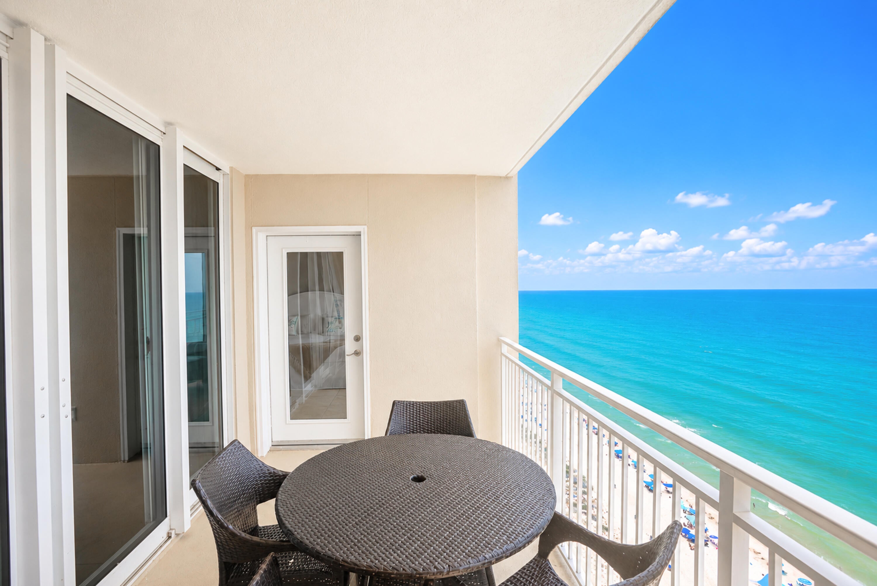Experience the ultimate Gulf-front lifestyle at Emerald Beach Resort! This beautifully updated, turnkey 2-bedroom + bunk area, 2-bath condominium offers the perfect combination of coastal elegance, modern updates, and exceptional rental potential. Whether you're searching for a vacation retreat, second home, or income-producing investment, this stunning beachfront condo is ready to impress. Designed with a fresh, inviting coastal aesthetic, the interior features smooth ceilings, soft designer gray paint, contemporary lighting, and an open-concept layout that showcases breathtaking Gulf views. The living and dining areas flow seamlessly onto the private balcony, creating the perfect space to enjoy morning coffee, watch dolphins play, or unwind with spectacular sunsets over the Emerald Coast. The spacious Gulf-front primary suite has been beautifully refreshed with brand-new coastal white bedroom furniture, direct balcony access, and panoramic water views that guests love. The guest accommodations bunk area has also been updated with new coastal white bunk bed furniture, creating a bright, beach-inspired space that's perfect for families and maximizing rental occupancy. Recent improvements include: * Brand-new stainless steel refrigerator, range, and microwave (September 2025) * New sleeper sofa and accent chair (October 2025) * New coastal white furniture in the primary bedroom * New coastal white bunk beds * New drapes and Roman shades for added comfort and privacy * Updated ceiling fans and contemporary lighting throughout * Stylish, durable furnishings designed for both everyday enjoyment and short-term rental success Emerald Beach Resort continues to be one of Panama City Beach's premier Gulf-front destinations, offering an exceptional collection of resort-style amenities, including multiple beachfront pools, a children's splash zone, SkyBar, on-site Starbucks, fitness center, game room, and convenient beach access just steps from the sugar-white sand and emerald-green waters. As an added bonus, this unit includes **two premium beach chairs and an umbrella already reserved for the 2026 season**, providing immediate value for both owners and guests. Offered fully furnished and completely turnkey, this beautifully updated Gulf-front condo is move-in and rental-ready, making it an outstanding opportunity to own one of Panama City Beach's most desirable beachfront investment properties. Schedule your private showing today and discover why Emerald Beach Resort remains a favorite destination for vacationers and owners alike.