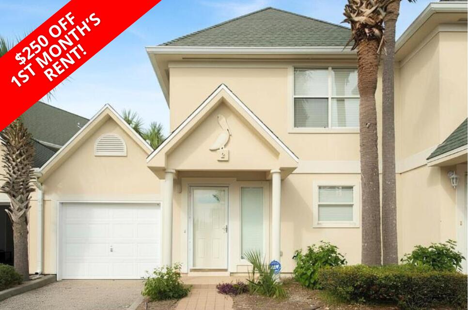 $250 Off First Month's Rent!! This spacious 2-bedroom, 2.5-bathroom townhouse with a one-car garage located in the heart of Destin, FL. This well-designed home offers 1,332 square feet of comfortable living space, with both bedrooms located upstairs, each featuring its own private bathroom. A convenient half bath is located downstairs for guests. The open-concept living area creates a bright and inviting atmosphere, while the kitchen features sleek granite countertops, perfect for everyday living and entertaining. Upstairs, both bedrooms offer ample space, natural light, and a relaxing retreat. Washer and dryer are included in the unit (as-is) for added convenience. Enjoy access to the community's private pool, with lawn maintenance included through the HOA for added convenience. Ideally located near shopping, dining, and the beautiful Gulf Coast beaches, this home offers the perfect blend of comfort and coastal living. All Coastal Realty Services residents are enrolled in the Resident Benefits Package (RBP) which includes renters insurance, HVAC air filter delivery (for applicable properties) and our best-in-class resident rewards program, and much more!