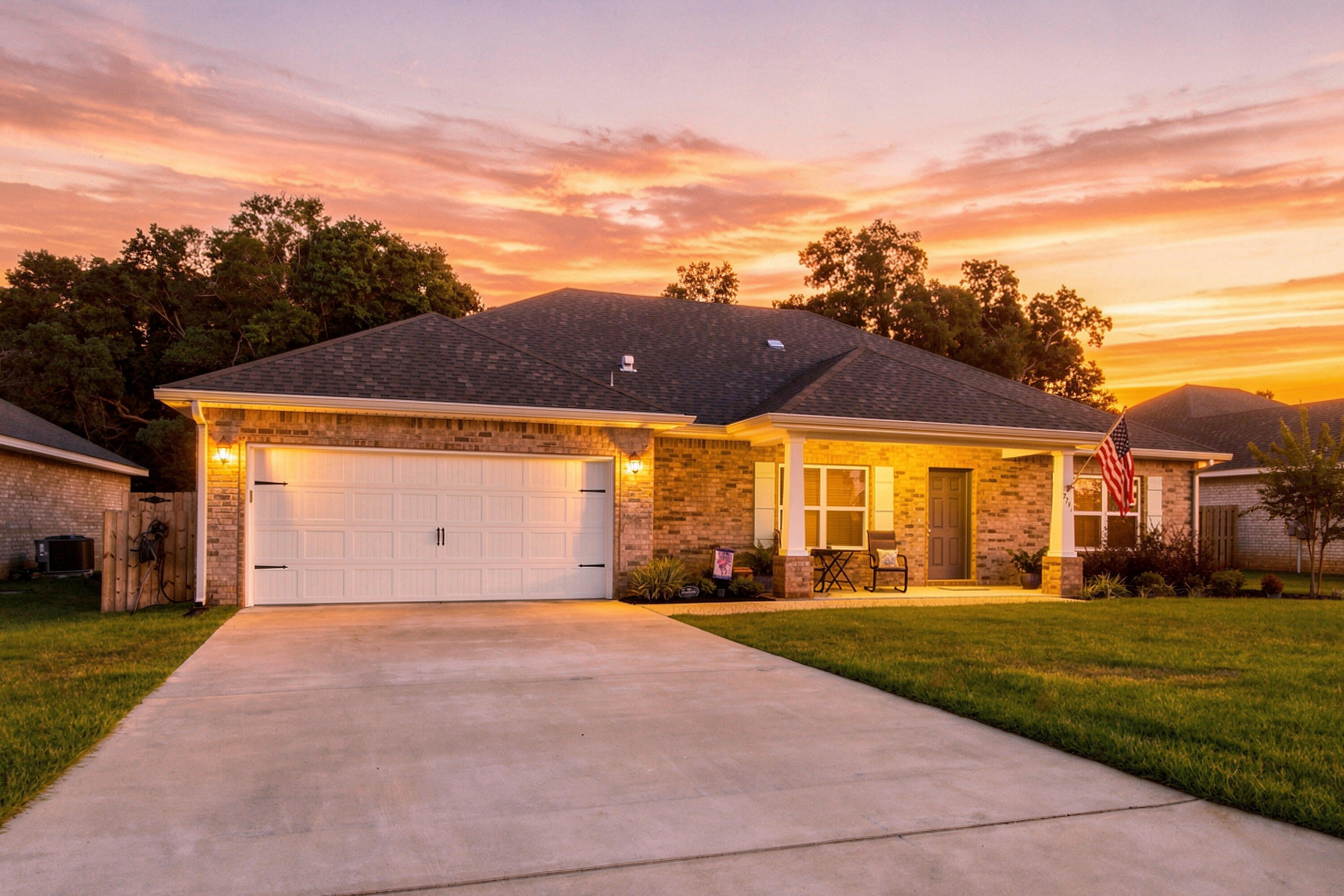 IMMACULATE 2024 ALL BRICK HOME! 
ROOMY FLOOR PLAN - 3 BR PLUS AN OFFICE!  SELLER OFFERING UP TO $10K IN CLOSING CONCESSIONS! The Curb Appeal starts with a 
20 x 6.5' front porch. The Foyer invites guests to an open design. 10' ceilings & tasteful wood plank tile sets the tone to a beautiful first impression. The KITCHEN is accented w/quartz counters, Island sink counter bar, Tall shaker cabinetry, New tasteful shimmering stone-set backsplash, Side coffee/beverage bar, Pantry closet & SS appliances. Kitchen overlooks the Large FAMILY ROOM which provides a cozy space for a large sofa & chairs. The private MASTER SUITE has newer carpet, fan. MASTER BATH boasts a spacious beautiful walk-in curb-less custom tiled shower, wide vanity w/quartz counter, framed full wall mirror and Lg linen closet. His/Her walk-in closet provides ample space for two. 
ADDITIONAL NOTABLE FEATURES: Freshly Painted Kitchen/Living areas. Separate OFFICE space w/glass door. 17 x 10' Covered Back Porch. BR 2 & 3 - Large closets. BATH 2 -Quartz counter & tub/shower combo. 
Separate LAUNDRY ROOM - not a pass thru area. Gutters. Crown Molding. Sprinkler System w/digital box. Large level backyard w/NEW 10 x 16' SHED & PRIVACY FENCE - Ready for Pool! Hurricane Fabric Shield. Whole house water turnoff in garage. SMART garage opener & Efficiency water heater. Low insurance. Conveniently located near I-10, Whiting Field, Pace, Pensacola and an easy drive to Navarre & Beaches & more.
A MUST SEE HOME!