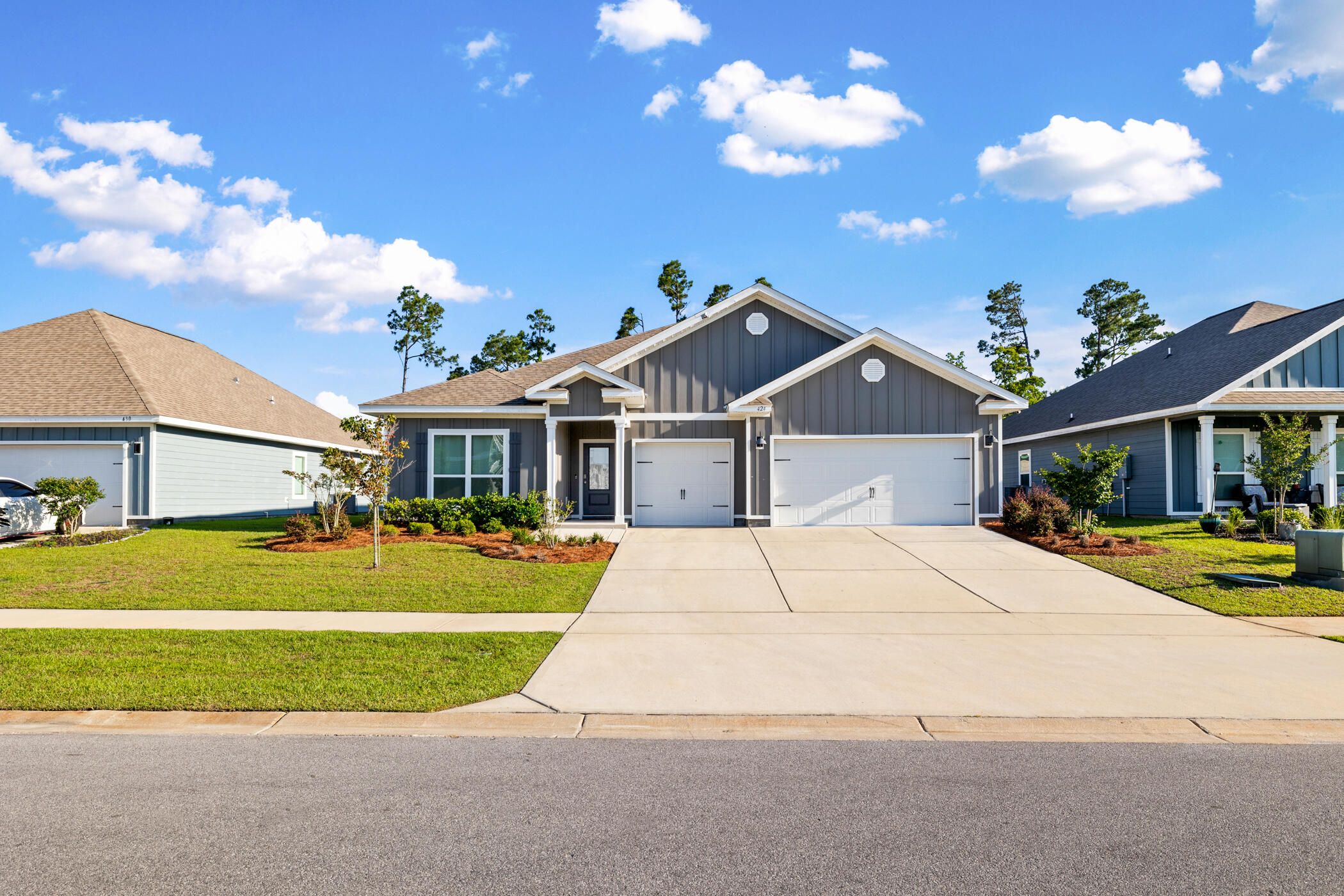7 Minutes to Tyndall AFB! Seller is offering $5,000 toward buyer closing costs. This home is being sold FULLY FURNISHED with modern, quality decor, an added value you won't find elsewhere. Welcome to 424 Albert Meadow Lane, where space, style, and location come together in the highly desirable Bridge Harbor community. Priced at $454,900, this beautifully maintained home offers over 2,800 square feet of expansive living space. Inside, you'll find a spacious 4-bedroom, 3.5-bath split floor plan designed for both comfort and functionality, featuring tray ceilings, and an open-concept layout filled with natural light. The heart of the home is the stunning kitchen, complete with an oversized granite island, stainless steel appliances, and a walk-in pantry. The private primary suite features a spa-like ensuite bath with a garden tub, separate shower, and an oversized walk-in closet. A separate guest suite provides added flexibility and privacy, making it ideal for visitors, or a home office. Step outside to enjoy the large fully fenced backyard that perfect for pets, play, or peaceful evenings outdoors. A 3-car garage adds even more convenience and storage. Located just minutes from Tyndall Air Force Base, Panama City Beach, and Mexico Beach, residents of Bridge Harbor enjoy outstanding community amenities including a resort-style pool, fire pit, BBQ area, and access to the bay--offering the perfect blend of lifestyle and convenience. This home won't last long!