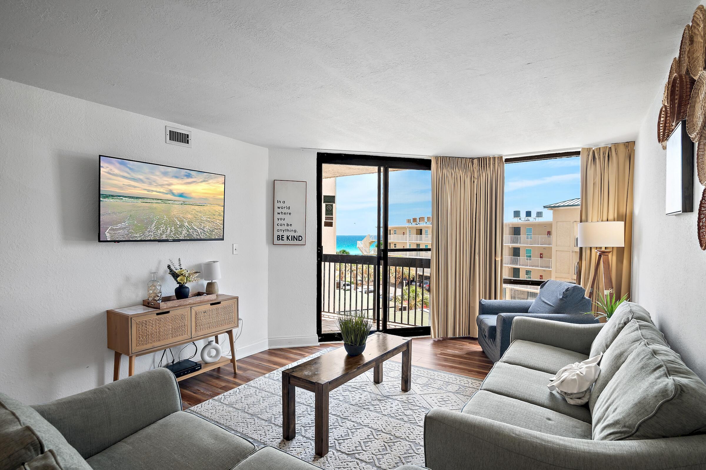 One of the things I love about Sundestin is it is perfectly positioned directly on the Gulf of Destins' sugar white beach! Its location in the heart of Destin is second to none, which is why many owners/investors seek it out for their investment portfolios! An abundance of fabulous options are just minutes down the road, such as Destin Commons shopping complex, Destin's famous Harborwalk Village, Big Kahuna's Waterpark, and a myriad of other world-class shopping, dining, and entertainment options. You can even go across the street and get some delicious Frozen Custard from a local favorite, Shakes Frozen Custard! My family and I love to frequent there! Unit 416 is perfectly positioned on the fourth floor for quick and easy elevator access to this beautiful unit. Upon entering the property you see an open floorplan with LVP throughout the property. Immediately on your right you experience a freshly renovated kitchen (2024) complete with stainless steel appliances, newly installed backsplash, and elegant waterfall quartz countertops. As you gaze forward, you take in a spacious dining and family room. Sliding glass doors invite you to come and open them up and walk out onto your private balcony! Yes, it does have views of the Gulf of America, and within minutes you can be down there with your toes in the sand. The master bedroom can be accessed from the balcony too! The master bathroom had an elegantly updated vanity installed in 2021. Unit 416 also features a half bath for your guest convenience. 

 The Sundestin complex also boasts phenomenal amenities including

* An outdoor pool and splash pad
* Hot Tubs
* Indoor seasonally-heated pool
* Laundry Facility
* Shuffleboard
* Fitness center
* 24hr. Front Desk with concierge service.
* Massage Services
* On-site restaurant and gift shop stocked with groceries, snacks, souvenirs, beach equipment, and toys

Unit 416 is being offered fully furnished, so having this and along with all the top tier amenities located in Sundestin, plus our world renowned Destin beaches, it is easy to see why this gem is a great investment!