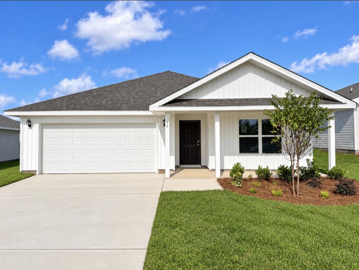 This spectacular floor plan is a 4-bedroom, 2-bathroom home with a two-car garage. The Cali floor plan features a large covered front porch with space for a sitting area. As you enter this home you will find a long hallway leading to the living area. Two bedrooms are off the entry with a full bathroom in between. Across the hall is a fourth bedroom and large laundry room. The fourth bedroom is a perfect space for a den or even a home office. Continuing down the hall, you will find yourself at an open kitchen with center island, a large dining space and comfortable living area. The primary bedroom is found at the back of the home and features a large bathroom with dual sink vanity, separate shower, large soak tub and a large closet.