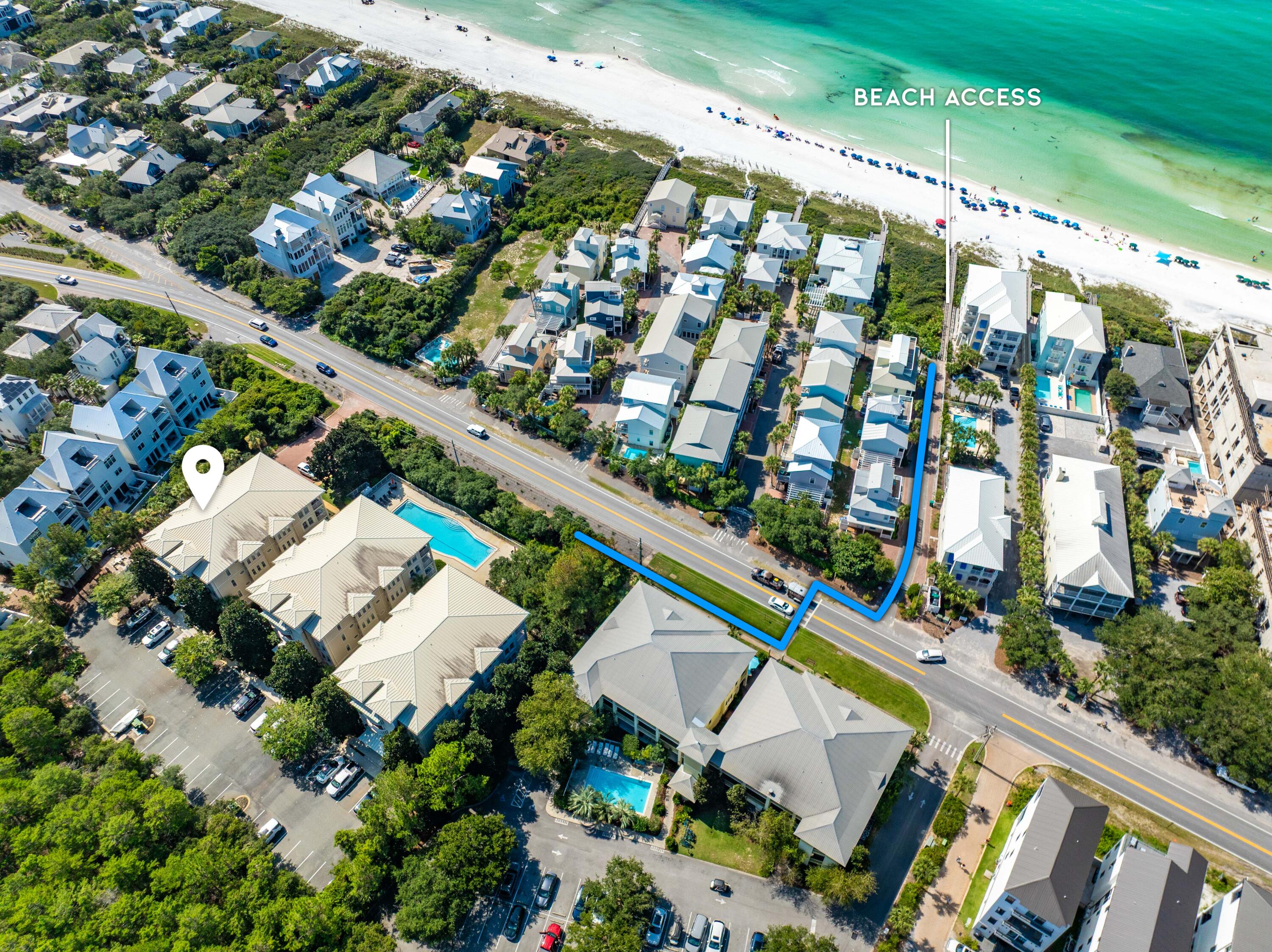 Spacious, beautifully updated and ideally located in the heart of Seagrove Beach, this 4-bedroom, 3-bathroom residence offers approximately 2,200 square feet of comfortable coastal living along Scenic Highway 30A. Offered fully furnished and currently used as a short-term rental, the property is well suited for a second home, investment property or a combination of both.

Thoughtful improvements within the last few years give the residence a fresh, elevated feel throughout. The beautifully updated kitchen features quartz countertops and a redesigned island, while wide plank luxury flooring creates a seamless flow through the home. The primary bath has also been transformed with an expanded shower and floor to ceiling tile. Major updates, including a new HVAC system installed in 2026 and a recently replaced hot water heater, add peace of mind for the next owner.

A private balcony overlooks the community's expansive heated pool, while mature foliage creates a peaceful and secluded setting. Private deeded beach access is just a few minutes away, making days along the sugar white sands and emerald waters of the Gulf effortless.

Enjoy an exceptional Seagrove location with Greenway Station just a short walk away for dining, coffee, shopping and more. Elevator access adds convenience to this rare combination of generous space, extensive updates, private beach access and the relaxed 30A lifestyle.