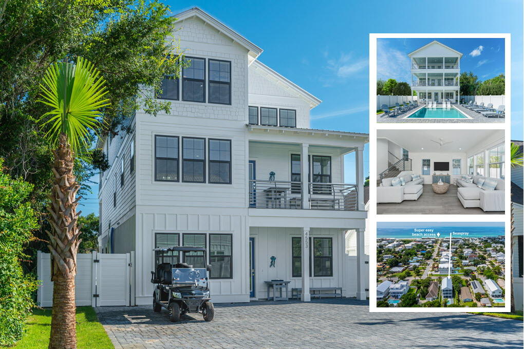 Short term rental powerhouse featuring a brand new 2024 designer-curated beach home with 9 bedrooms, seasonally heated pool with tanning shelf, extensive outdoor dining, two separate living spaces, and massive 26 person sleeping capacity to maximize revenue.

Designer furnishings, professional photography and full inventory to convey for immediate revenue generation.

Less than 2 blocks from beach access ensures high occupancy. Includes a free six-seater electric golf cart, propane grill, and two paddleboards for added guest appeal.

Designed from the ground up to ensure easy, low cost maintenance and best possible yield.

Do an Internet search on Legacy Beach Homes of Destin, Florida to view real time calendars in order to determine availability for showings. Seller is listing over $100 million worth of properties from their portfolio (35 large STRs in the Destin/Miramar/30A area with an average appraisal value of slightly over $3M each.).

Seller is only selling 10% of the portfolio.  Seller will withdraw this and/or any other remaining listings once the first  $10 million (approximately)  in sales have been achieved.

Seller (Equisource Holdings dba Legacy Beach Homes) does not disclose property-level rental revenue data. Buyer to perform their own due diligence regarding income potential. However, the appraisal in the document section of this listing may include the appraiser's revenue projection.  

Seller will make all reasonable efforts to facilitate the transfer of future reservations.

The Seller does not have to sell.  Property has been priced based on recent appraisal and reflects the seller's minimum acceptable price.
Most recent appraisal and inspections are included in the documents section of this listing.