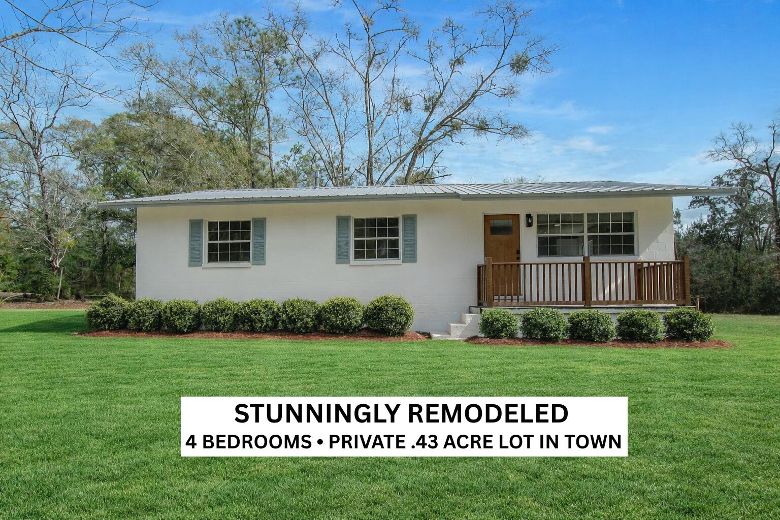 Completely renovated and move-in ready, this 4-bedroom, 2-bath home is located just minutes from the historic heart of downtown DeFuniak Springs. Taken down to the studs and thoughtfully rebuilt, the home offers the charm of a classic ranch with the peace of mind of major system upgrades already completed. Recent improvements include a new HVAC system, new water heater, LVP flooring throughout, new doors, new cabinetry, fresh paint, new stainless-steel appliances, recessed lighting, updated fans and fixtures, and large-format tile in both bathrooms. The bathrooms have been fully refreshed with new showers, vanities, and toilets, offering a clean, modern feel.

Situated on a spacious .43-acre lot, the large backyard offers privacy and plenty of room to enjoy outdoor living, create a garden, entertain guests, or simply relax in your own space. Conveniently located near local shops, restaurants, parks, schools, and the iconic Circle Drive, this home provides easy access to everything DeFuniak Springs has to offer while delivering the durability and strength of solid concrete block construction. This is a rare opportunity to own a fully updated home in a desirable in-town location.