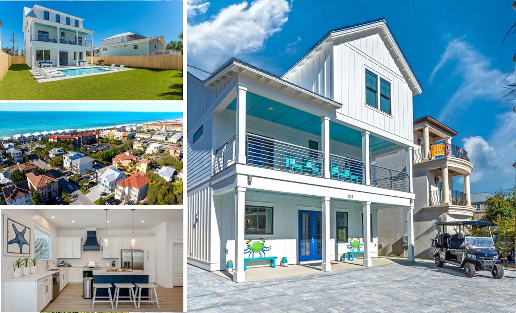 Short term rental powerhouse featuring a brand new 2024 designer-grade beach home with private seasonally heated pool, splash deck, alfresco poolside dining, three separate living spaces, and massive 23 person sleeping capacity to maximize revenue.

Designer furnishings, professional photography and full inventory to convey for immediate revenue generation.

Less than 1 block from private gated beach access ensures high occupancy. Includes a free six-seater electric golf cart, kayak, and BBQ grill for added guest appeal.

Designed from the ground up to ensure easy, low cost maintenance and best possible yield.

Do an Internet search on Legacy Beach Homes of Destin, Florida to view real time calendars in order to determine availability for showings Seller is listing over $100 million worth of properties from their portfolio (35 large STRs in the Destin/Miramar/30A area with an average appraisal value of slightly over $3M each.).

The seller is only selling 10% of the portfolio. Seller will withdraw this and/or any other remaining listings once the first  $10 million (approximately)  in sales have been achieved.

Seller (Equisource Holdings dba Legacy Beach Homes) does not disclose property-level rental revenue data. Buyer to perform their own due diligence regarding income potential. However, the appraisal in the document section of this listing may include the appraiser's revenue projection. 

Seller will make all reasonable efforts to facilitate the transfer of future reservations. 

The Seller does not have to sell.  Property has been priced based on recent appraisal and reflects the seller's minimum acceptable price.

Most recent appraisal and inspections in docs section