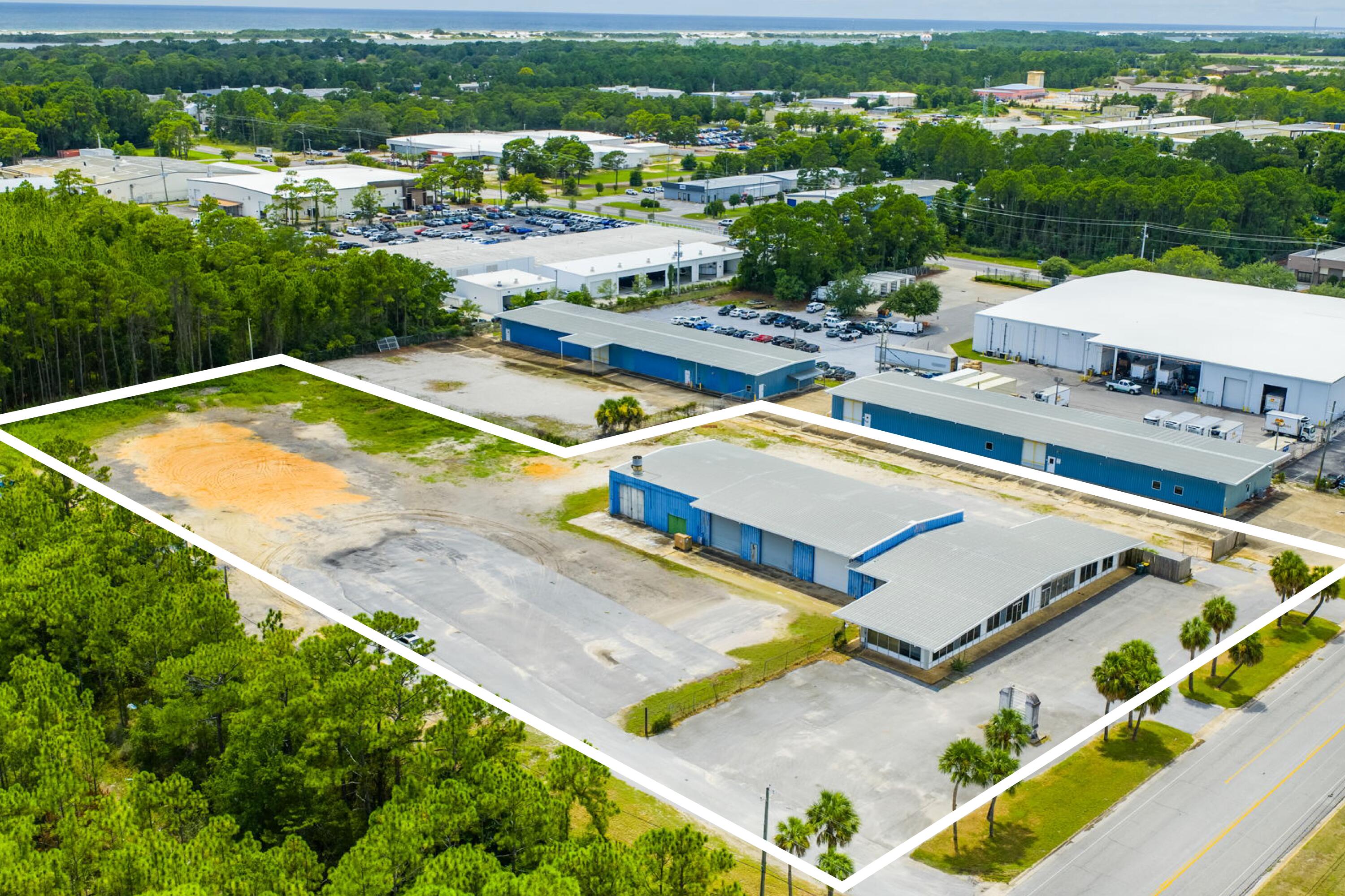 This 11,820 square foot flex building in Fort Walton Beach offers a highly functional mix of 8,700 square feet of warehouse space and 3,120 square feet of office and showroom space. Situated on 3.44 acres, the property provides a rare advantage in the market with a large outdoor yard and storage area, ideal for businesses requiring both indoor operational space and secure exterior use.

Centrally located, the site offers convenient access to Pensacola (38 miles), Crestview (30 miles), and Panama City (52 miles), while sitting directly between Hurlburt Field and Eglin Air Force Base. The property also benefits from its position within the strong feeder market to Destin, 30A, and numerous surrounding coastal communities.