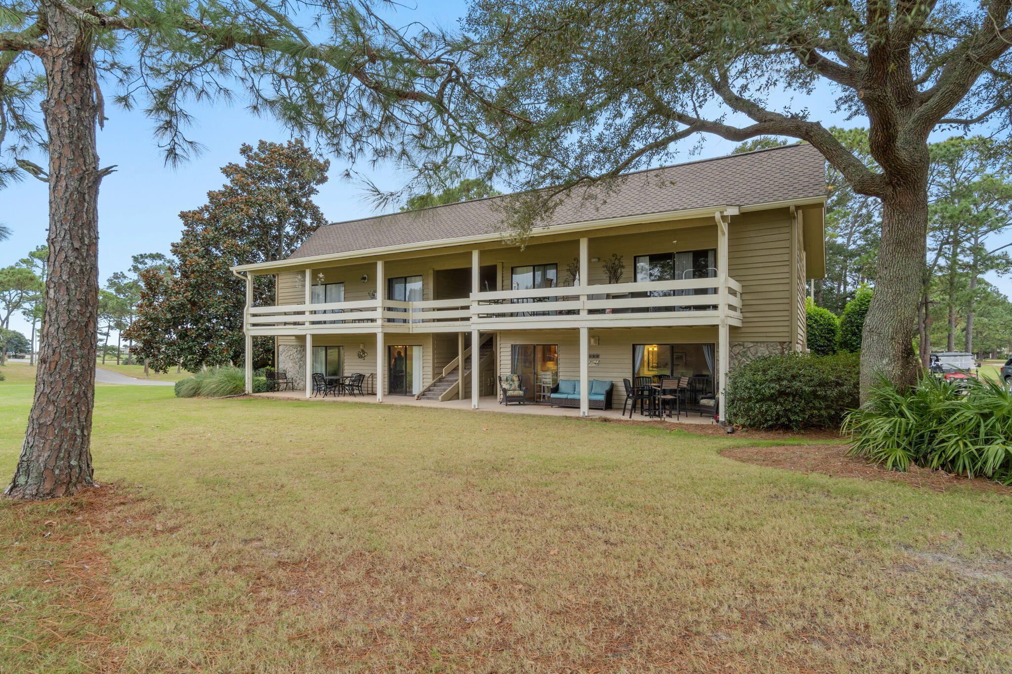 A peaceful retreat moments from all the places you want to be! This 1BR/1BA ground-level furnished villa overlooking the fairway in the gated Seascape community offers a breezy coastal lifestyle with the best of both the resort community and Miramar Beach at your fingertips. Step inside to find bright and airy spaces with minimal maintenance tile flooring, neutral colors, designer furnishings, and more. The generously sized bedroom is located conveniently by a full bathroom with shower and bathtub. A spacious covered porch is the perfect place to relax and enjoy the soothing community ambiance. Beach access is a short distance away with a scenic walkway over Stewart Lake.