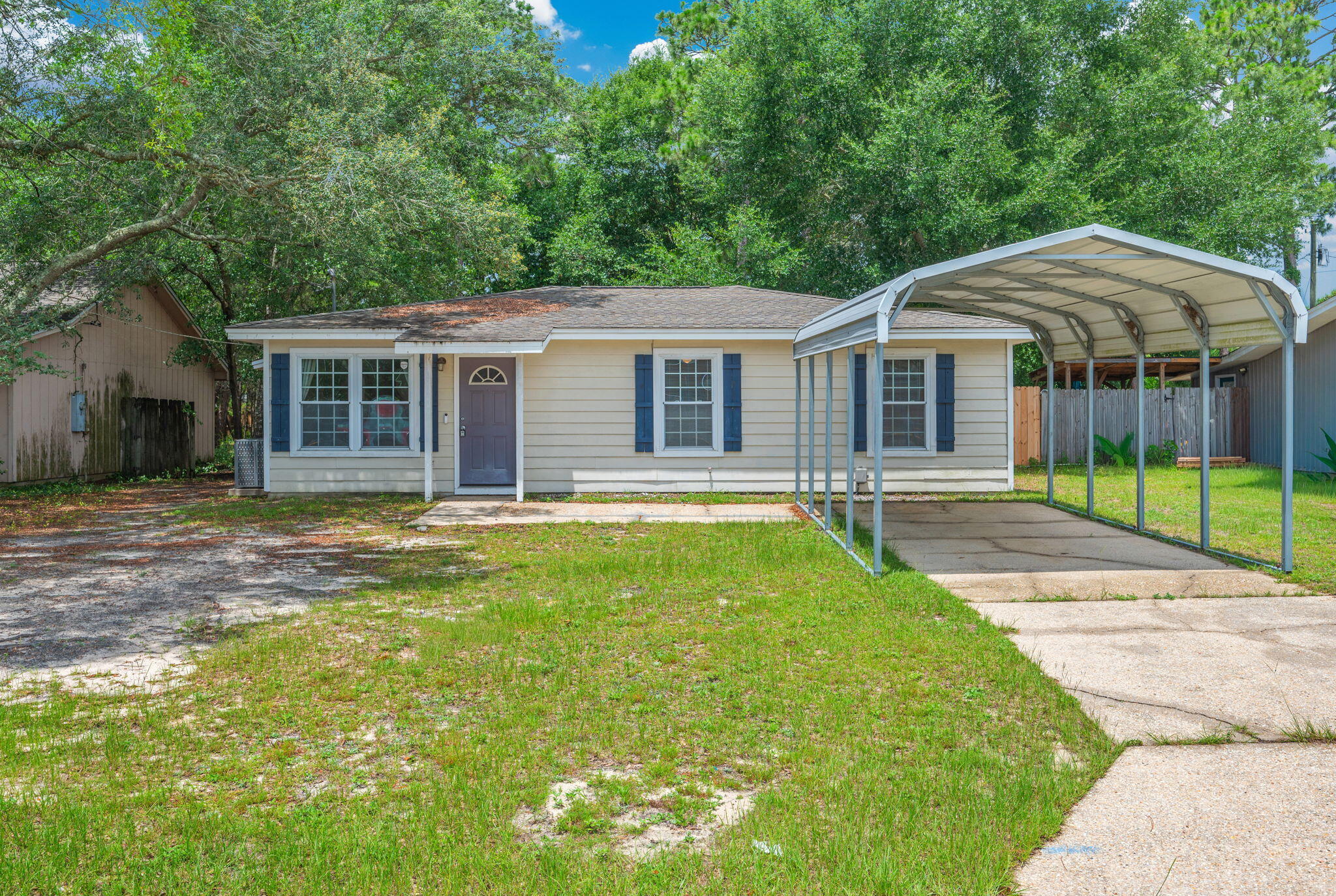 Welcome to this wonderful opportunity in the heart of central Niceville! Ideally located with convenient access to local military bases, beautiful Emerald Coast beaches, shopping, dining, and top-rated schools, this well-maintained 3-bedroom, 1-bath home offers both comfort and versatility for homeowners and investors alike.

Inside, you'll find an inviting open-concept living area that flows seamlessly into the spacious kitchen featuring ample cabinetry, eat-in dining space, and a convenient indoor utility room. Major updates have already been taken care of, including a 2025 HVAC system, and a brand-new 2026 water heater, offering peace of mind for years to come.

Step outside to enjoy the large backyard, perfect for entertaining, pets, or creating your own outdoor retreat. Adding even more value is the impressive 12x20 detached storage building, ideal for additional storage, a workshop, hobby space, or the perfect future he/she shed. A covered carport provides added convenience and protection during rainy Florida days.

Whether you're searching for a primary residence, investment opportunity, or a home in a highly convenient location, this property offers endless potential and exceptional value.