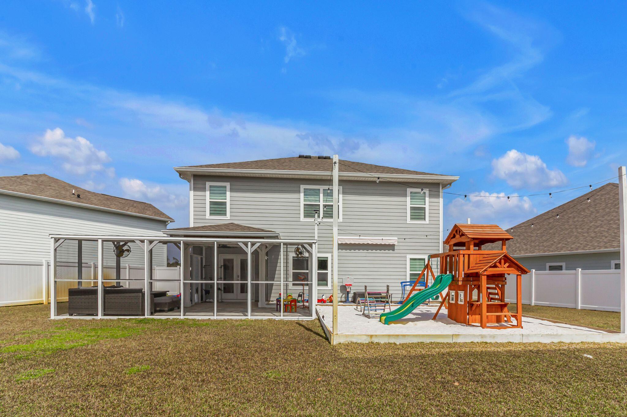 Seller offers $5,000 credit to Buyer at closing with acceptable offer!
Walton's Landing-a place you'll be proud to call home! New roof installed in May 2026, short term rentals permitted, turnkey ,furnished with expansive fenced backyard , community pool and minutes from the beach.
This exquisite 2-story home offers 5 bedrooms, 3 bathrooms, a 2-car garage providing ample space for relaxation & entertainment.
The open-concept 1st floor features a spacious family room & a gourmet kitchen equipped with quartz countertops & shaker cabinetry, perfect for gatherings.
A 1st floor bedroom & full bath accommodate guests or multi-generational living.
Upstairs, the expansive primary suite boasts a modern ensuite bathroom with a tiled shower, a tub,& a walk-in closet.
3 additional bedrooms,& a laundry room complete the 2nd level.The home's exterior is equally impressive, featuring landscaping with lighting, a screened porch & a sandbox for kids.