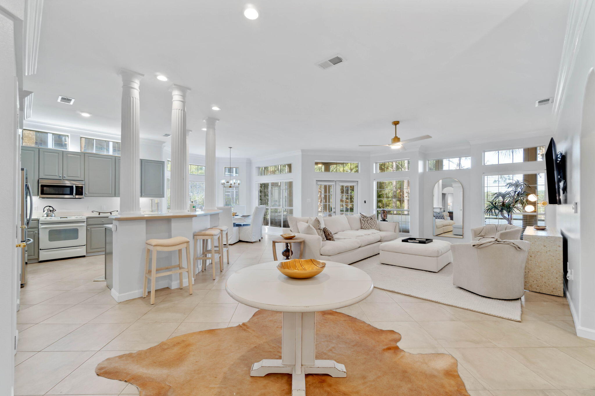 Beautifully furnished 3br/3BA Tivoli Villa available for annual lease in Sandestin  golf and Beach Resort. Spacious single family residence has been remodeled with 3 generously sized bedroom suites with own bath, and updated finished , a screened porch overlooking the golf course . Home is ideal for someone seeking a high end long -term rental in one of Sandestin's most desirable beachside villa communities .Make this luxurious sunny villa on the beachside of Sandestin Resort your home. This charming, but beachy luxury townhome has an open floorplan with 3 Master Suites with King beds. newly furnished to provide a one-of-a-kind living experience with stunning views of the golf course from the living area and large screened Florida porch with ample seating. It's the perfect place to enjoy the warm Florida weather for morning coffee, a refreshing cocktail after 18 holes or after a day at the beach. One level, no stairs.
