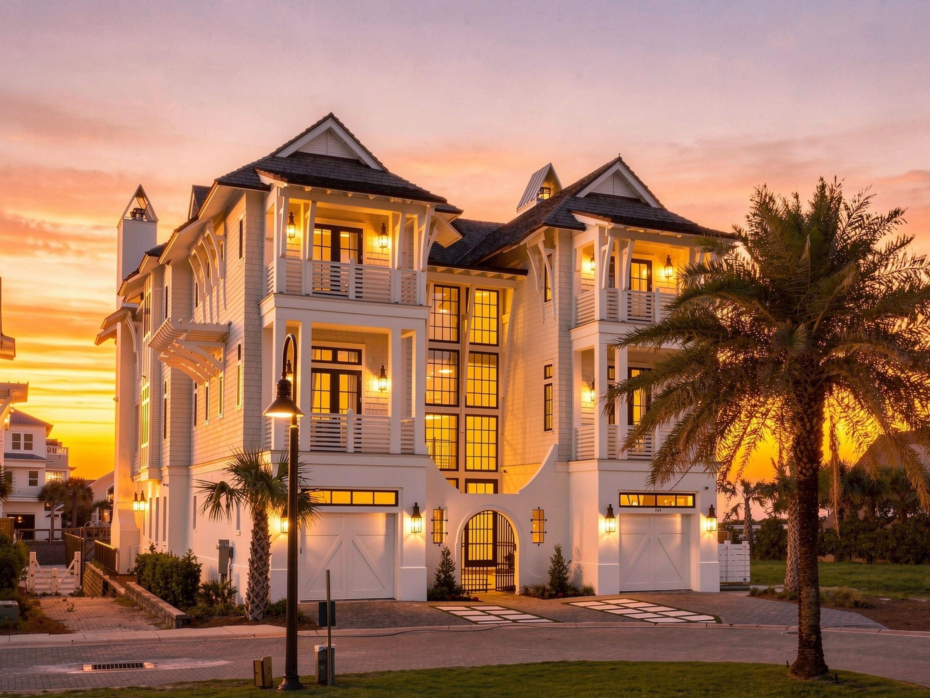 Positioned at the end of Grace Point with sweeping Gulf views, 264 Grace Point Way is an exceptional coastal estate offering refined coastal living in one of 30A's most exclusive gated communities. Spanning nearly 7,000 square feet across three thoughtfully designed levels, the residence offers seven bedrooms, seven full baths, & two half baths.

From the moment you enter, thoughtful details create an unmistakable sense of coastal elegance. A soaring three-story entry is finished in refined Venetian plaster, while sculptural lighting, warm white oak floors, and walls of windows fill the interiors with an abundance of natural light. The main living level unfolds toward the Gulf, bringing together gracious living and dining spaces with a beautifully appointed chef's kitchen featuring Wolf and Sub-Zero appliances, custom cabinetry, a waterfall island, and a full scullery discreetly tucked beyond.

Outdoor living is woven seamlessly into the experience, with expansive terraces designed for sun-soaked afternoons, Gulf breezes, and evenings beneath the sunset. A private infinity-edge pool, covered lounge, and outdoor kitchen create an elegant setting for entertaining, while the third-floor terrace offers a fireplace, wet bar, and elevated Gulf views for a more intimate escape. Seven ensuite bedrooms offer gracious accommodations for family and guests, highlighted by a private third-floor primary suite with westward-facing Gulf views, vaulted ceilings, dual walk-in closets, separate vanities, and an oversized spa-style shower.
 An elevator connects all three levels, complemented by multiple gathering spaces, motorized shades, integrated audio-visual systems, three laundry rooms, and a detached poolside lounge with its own fireplace and wet bar. Further elevating the Grace Point lifestyle, consideration may also be given to the Watersound Beach Club initiation fee as part of the offering.

Elegant yet inviting, 264 Grace Point Way is a home created for the way life along the Gulf is meant to be enjoyed: beautifully, effortlessly, and together.