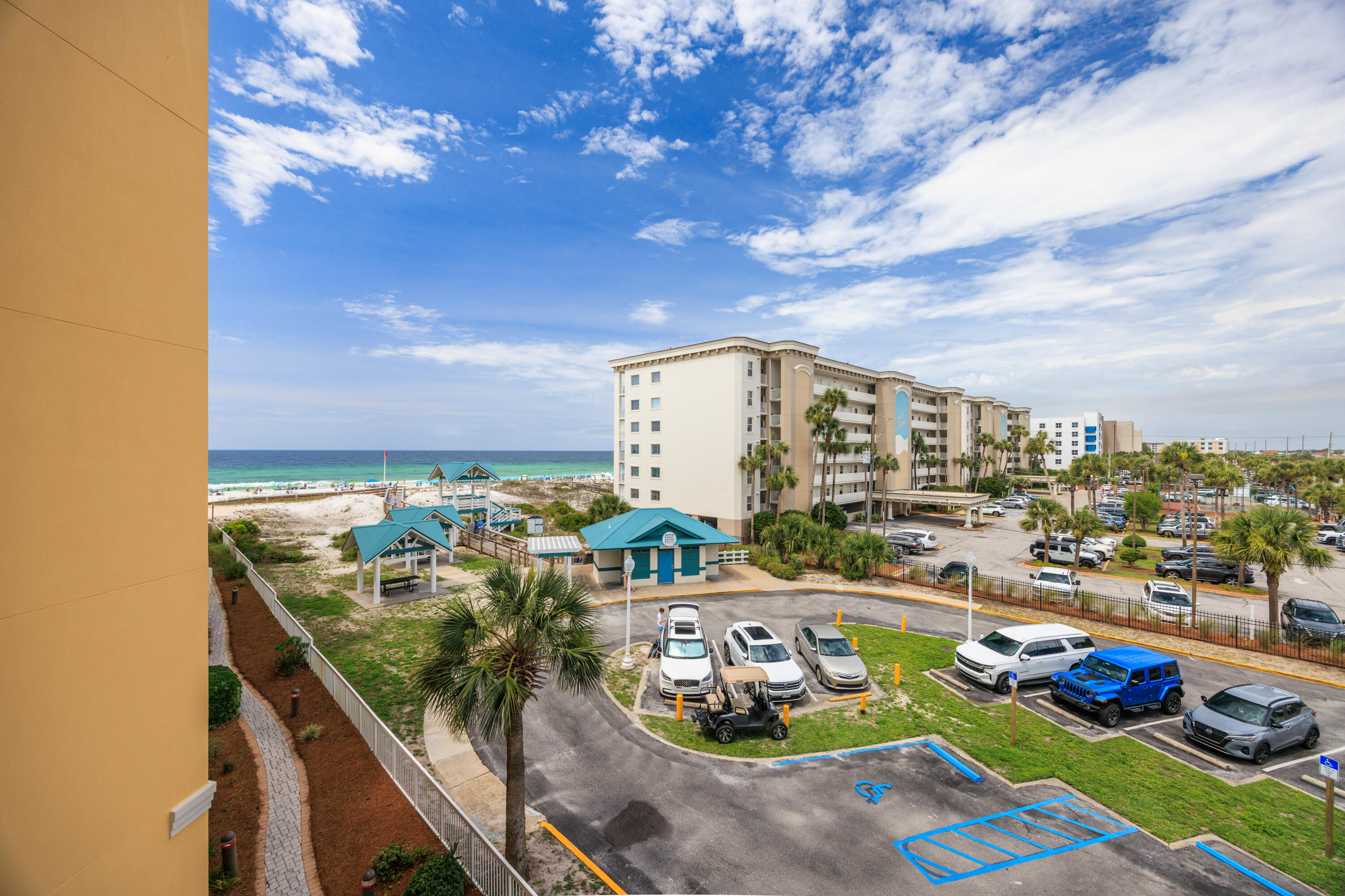 Welcome to Azure 321, a beautifully furnished 3-bedroom, 2-bath Gulf-view condo located on Okaloosa Island along Florida's Emerald Coast. Positioned on the 3rd floor of the highly sought-after Azure Resort, this 1,202-square-foot vacation property offers the ideal combination of coastal comfort, resort-style amenities, and strong short-term rental appeal.

From the moment you enter, you are greeted by an open-concept layout designed for gathering and relaxing after a day on the beach. The spacious kitchen features granite countertops, stainless steel appliances, abundant cabinetry, recessed lighting, and an oversized breakfast bar with seating that flows seamlessly into the dining and living areas. Crown molding, coastal-inspired finishes, and natural light throughout create a bright and inviting atmosphere.

The living room opens directly onto an oversized covered balcony with Gulf views and plenty of room for outdoor dining, morning coffee, or sunset relaxation while enjoying the coastal breeze. The balcony becomes an extension of the living space and captures the laid-back lifestyle Okaloosa Island is known for.

The primary suite offers private balcony access, Gulf views, a spacious en-suite bath with granite countertops, double vanity, walk-in tiled shower, and a soaking tub designed for unwinding after beach days. The additional guest accommodations include a spacious secondary bedroom and a separate bunk room, allowing the condo to comfortably accommodate owners and guests alike.

Azure Resort is one of the premier Gulf-front condominium communities on Okaloosa Island, offering direct beach access, two Gulf-front pools, hot tubs, a splash area, fitness center, grilling area, covered parking garage, rooftop parking, elevators, and beautifully maintained grounds. This unit conveys fully furnished and is currently operating as a short-term rental, creating an excellent opportunity for both personal enjoyment and investment potential.

Located near the Okaloosa Island Boardwalk, Gulfarium Marine Adventure Park, the Okaloosa Island Pier, Destin Harbor, and multiple public beach accesses, owners and guests enjoy convenient access to dining, entertainment, boating, fishing, paddleboarding, and beach activities. Nearby favorites include Old Bay Steamer, Stewby's Seafood Shanty, AJ's Oyster Shanty, The Crab Trap, Coastal Kitchen, and The Gulf.

Whether you are searching for a Gulf-view condo on Okaloosa Island, a vacation rental investment property near Destin, or a fully furnished beach retreat along the Emerald Coast, Azure 321 delivers the location, amenities, and coastal lifestyle buyers are looking for.
