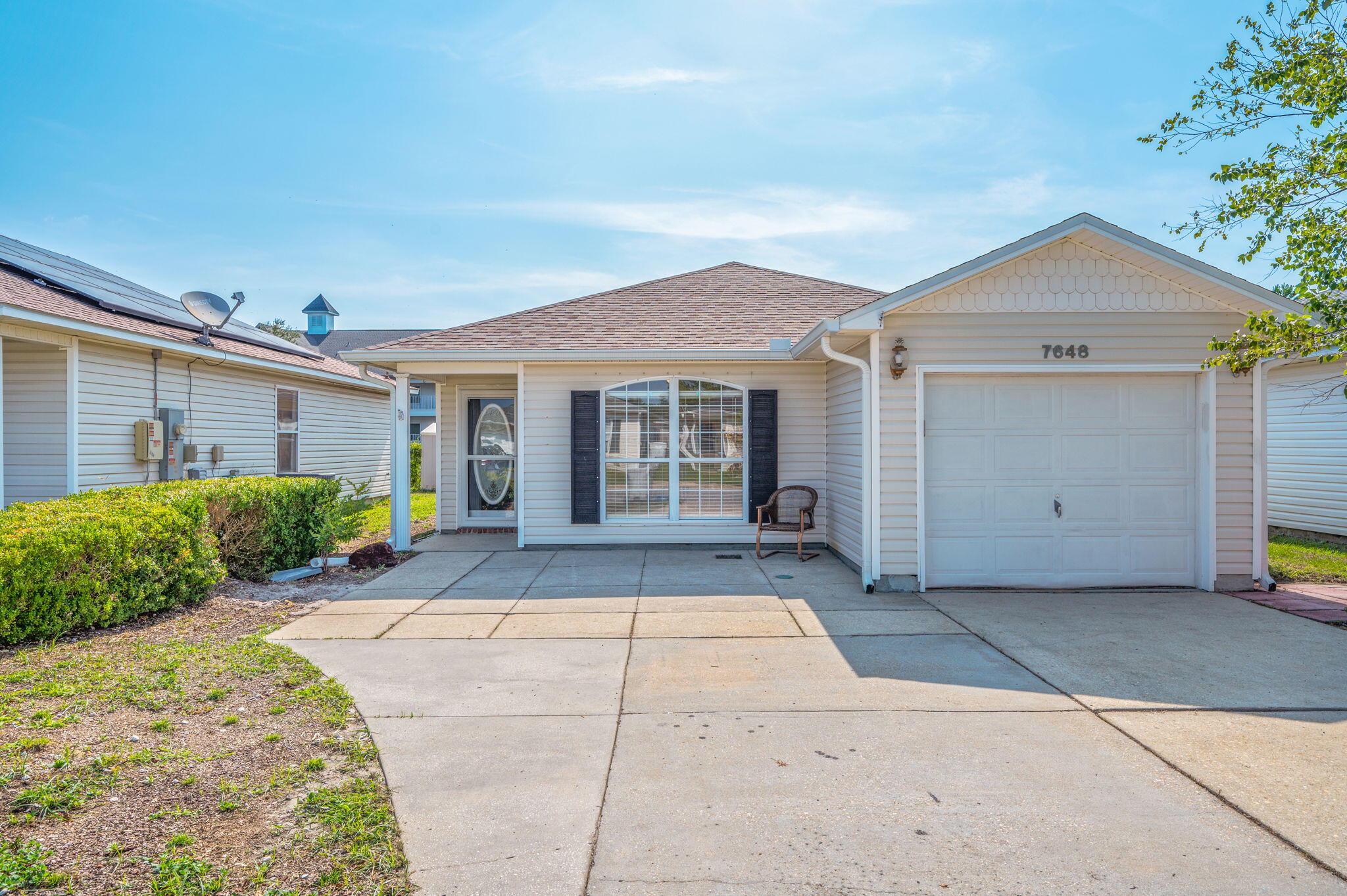 This beautifully maintained single-story home features 3 spacious bedrooms, 2 full baths, and a 1-car garage, perfectly combining comfort and style. Step inside to an inviting open floor plan filled with natural light, luxury vinyl plank flooring, and thoughtful upgrades throughout.

The renovated kitchen is a showstopper, offering a large island with bar seating, wood-look tile, stainless steel appliances, and ample space for cooking and entertaining. Enjoy the built-in surround sound speakers, TV wall mount, and seamless flow to the backyard through a sliding glass door.

The primary suite is generously sized, complete with a walk-in closet, double vanity, and a soaking tub with shower. Guest bedrooms are bright and comfortable, and the laundry room adds everyday convenience.

Out front, a cozy patio welcomes you home, while the fully fenced backyard features a second patio perfect for entertaining, plus a small shed for extra storage. With modern updates, fresh white tones, and thoughtful design throughout, this home is full of charm. Pets considered with application. Contact us for your showing!