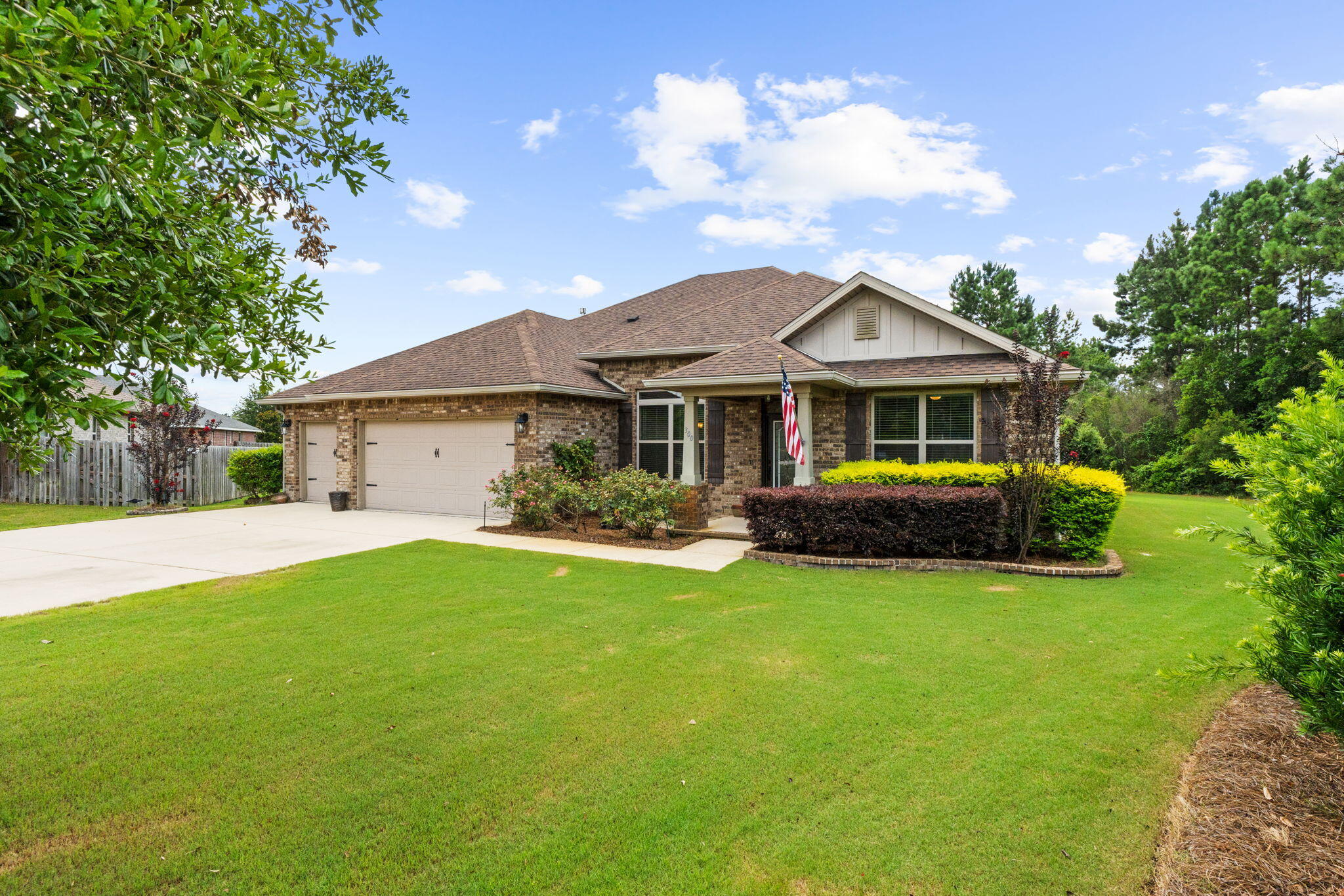 SELLER OFFERING $10,000 CLOSING CREDIT with acceptable offer. Located in the highly sought-after Hammock Bay community! Situated toward the back of the neighborhood on an impressive half-acre wooded view lot, this meticulously maintained home offers both privacy and plenty of room to spread out. The long driveway provides abundant parking and leads to an oversized three-car garage featuring a durable epoxy-coated floor.

Inside, you'll find a functional and elegant floor plan designed for today's lifestyle. A dedicated office provides the perfect work-from-home space, while the formal dining room is ideal for hosting family dinners and special occasions. The spacious primary suite offers a relaxing sitting area, creating the perfect retreat at the end of the day. Two secondary bedrooms are connected by a convenient Jack-and-Jill bathroom, making the layout ideal for family or guests. The washer and dryer convey, making your move even easier.

Step outside to enjoy the peaceful wooded backdrop from the large screened-in porch or entertain on the extended paver patio overlooking the expansive backyard. With a half-acre homesite, you'll have endless possibilities for outdoor living, gardening, recreation, or simply enjoying the extra space. A 10x14 storage shed offers plenty of room for tools, lawn equipment, and seasonal storage. Additional features include a gas water heater, gutters surrounding the entire home, termite protection, and a private well-fed irrigation system with a filtration system designed to help prevent rust staining on the home's exterior and concrete surfaces.

As an added bonus, the HOA includes cable service, adding even more value to this exceptional property.

Beyond the home itself, you'll love the unmatched lifestyle that Hammock Bay offers. Residents enjoy resort-style pools, miles of scenic walking, biking, and nature trails, tennis and pickleball courts, playgrounds, fitness facilities, and beautifully maintained green spaces. The community's vibrant Town Center, known as The Windmills, features a charming general store, brewery, food truck court, and a lively event stage that hosts community gatherings, movie nights, concerts, farmers markets, and seasonal events throughout the year. It's a neighborhood where neighbors become friends and there's always something to enjoy just minutes from your front door.

If you've been searching for a home that combines space, privacy, thoughtful upgrades, and meticulous maintenance with one of Northwest Florida's most amenity-rich communities, 300 Brighton Cove is ready to welcome you home.

Buyer to verify all information.