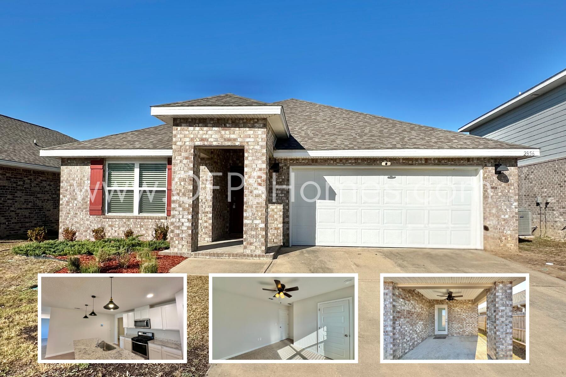 AVAILABLE NOW. 4 bedrooms, 2 baths, covered back patio & 2 car garage.  Kitchen features a nice island bar, stainless appliances, smooth top range, built in microwave, quiet dishwasher & awesome open design perfect for entertaining. Beautiful LVP flooring throughout with plush carpet in the bedrooms and the Smart Home Connect System is also included with your video camera doorbell/keyless entry & lights. Bedroom 1 & the adjoining bath features a walk in closet, double vanity sinks and large 5' shower. All Brick stylish craftsman home  located in a desirable South Crestview location. Community pool for your enjoyment. smoking. NO smoking. 600 minimum FICO credit score required in addition to meeting rental criteria. Pets allowed upon approval with a non-refundable pet fee