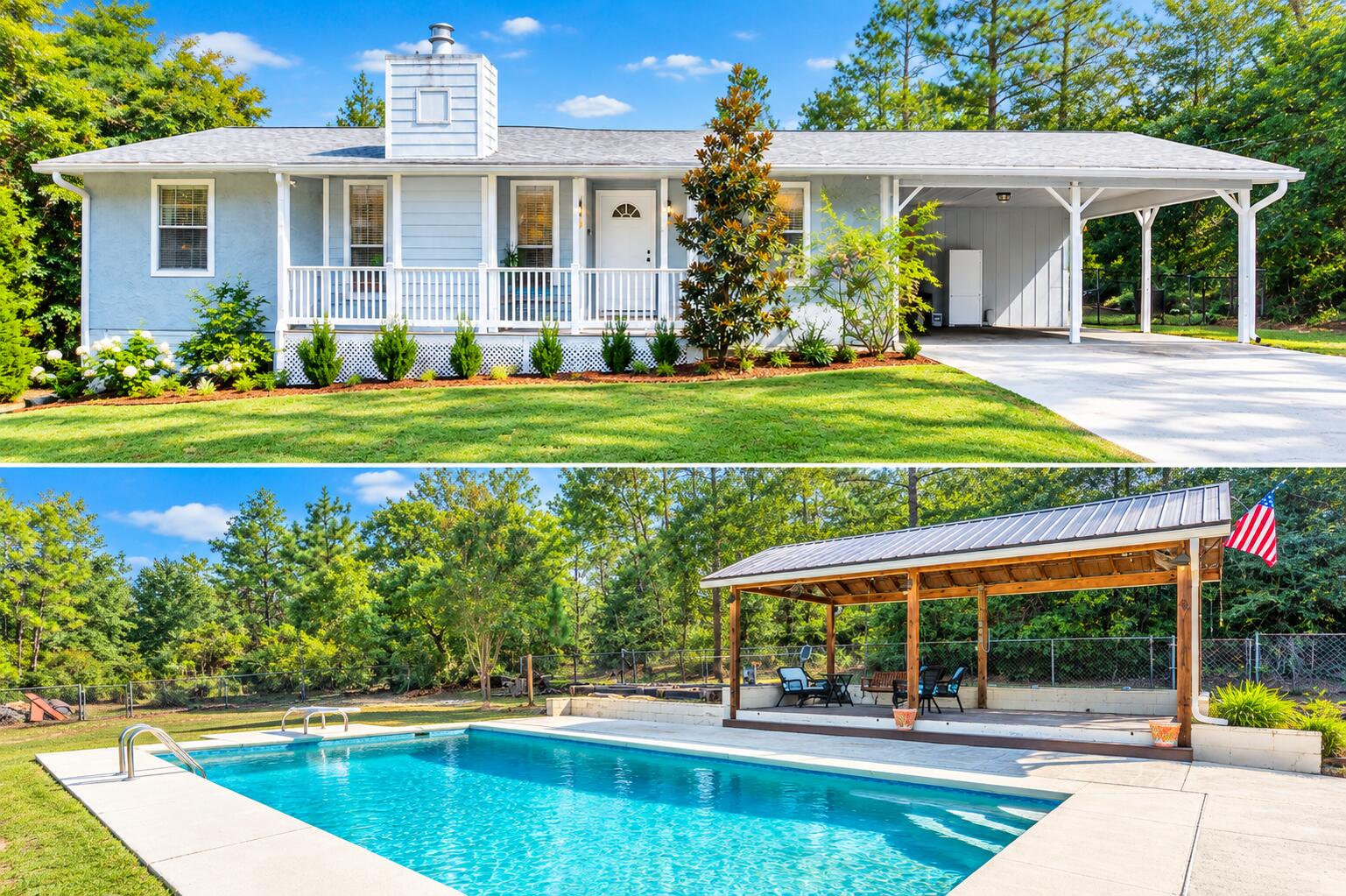 Country living with resort style fun.  Escape to your own private acre of wooded seclusion, where country charm and entertainer's come together. This well-maintained 3-bedroom, 2-bathroom home offers the space to grow a garden, raise a few chickens, keep a horse and still host unforgettable pool parties all in the same backyard.

Step inside to a sun-filled Florida room wrapped in windows, overlooking a sparkling 17' x 32' inground pool (10' deep) -- the perfect spot to unwind or watch the action outside. Step out to the large covered entertaining area off the pool deck, ideal for gatherings any time of year.  Practical perks abound: a box garden ready for planting, a storage room tucked under the double carport, and a double gate to the backyard offering easy access to an extended area perfect for parking equipment, RVs, or a boat.

Recent updates give you peace of mind, including a new HVAC system (2023) and a roof with rubber underlayment (2017).

This is the rare property that delivers privacy, functionality, and fun in equal measure -- and additional land is available for those wanting even more room to roam.

Schedule your private tour today.