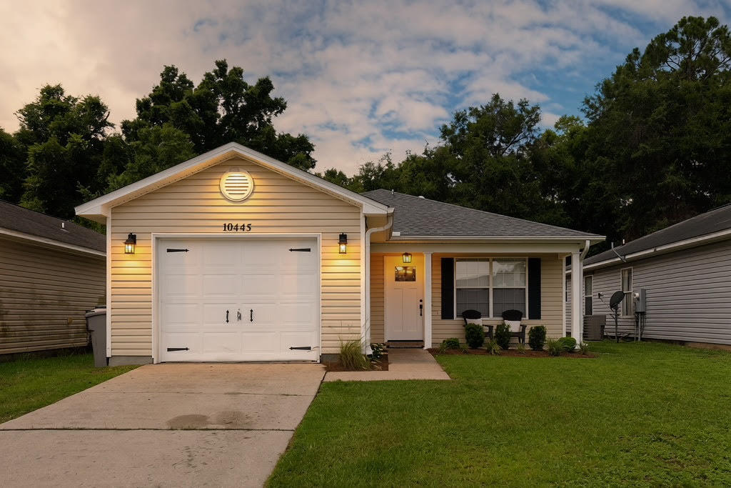 Turnkey and meticulously updated, with over $40K in recent Seller upgrades! Welcome home to 10445 Senegal Dr - a charming 3 Bed/2 Full Bath single level home, 1186 SF, with oversized 280-SF 1-car garage in popular Maple Oaks West subdivision. Situated in North Pensacola in the up-and-coming Ten Mile Rd area, providing easy access to i10 corridor, Navy Federal Credit Union HQ, NAS Pensacola, the University of West Florida, Pensacola Regional Airport, new Costco, and all that charming downtown Pensacola and the beautiful world-class beaches! Maple Oaks West features 332 homes, with a low HOA fee of only $187/year. Ideal as a primary residence or investment property. Everything has been updated! You'll love the open floor plan, with eat-in Kitchen area, large breakfast bar, rear French doors (with integral pet door) opening up to covered patio, and large private backyard with updated privacy fencing. Upgrades include new 3-dimensional shingle roof 2022, new water heater 2023, HVAC replaced 2015, full kitchen reno in 2023 with beautiful white tall cabinetry, granite counters, new stainless steel appliances, new plumbing fixtures throughput, updated flooring, new lighting throughout, black hardware, new fencing, new sod/landscaping, full interior new paint in June 2026, and garage floor has just been sealed/painted making the garage idea for a gym or hobby area. Inside laundry room with floating shelves and charming black & white tile accents. Has to be seen to be truly appreciate Transferable Termite Bond with Sentricon system. Don't wait on this one; it's super-adorable with quality updates throughout. Get ready to be HOME SWEET HOME!