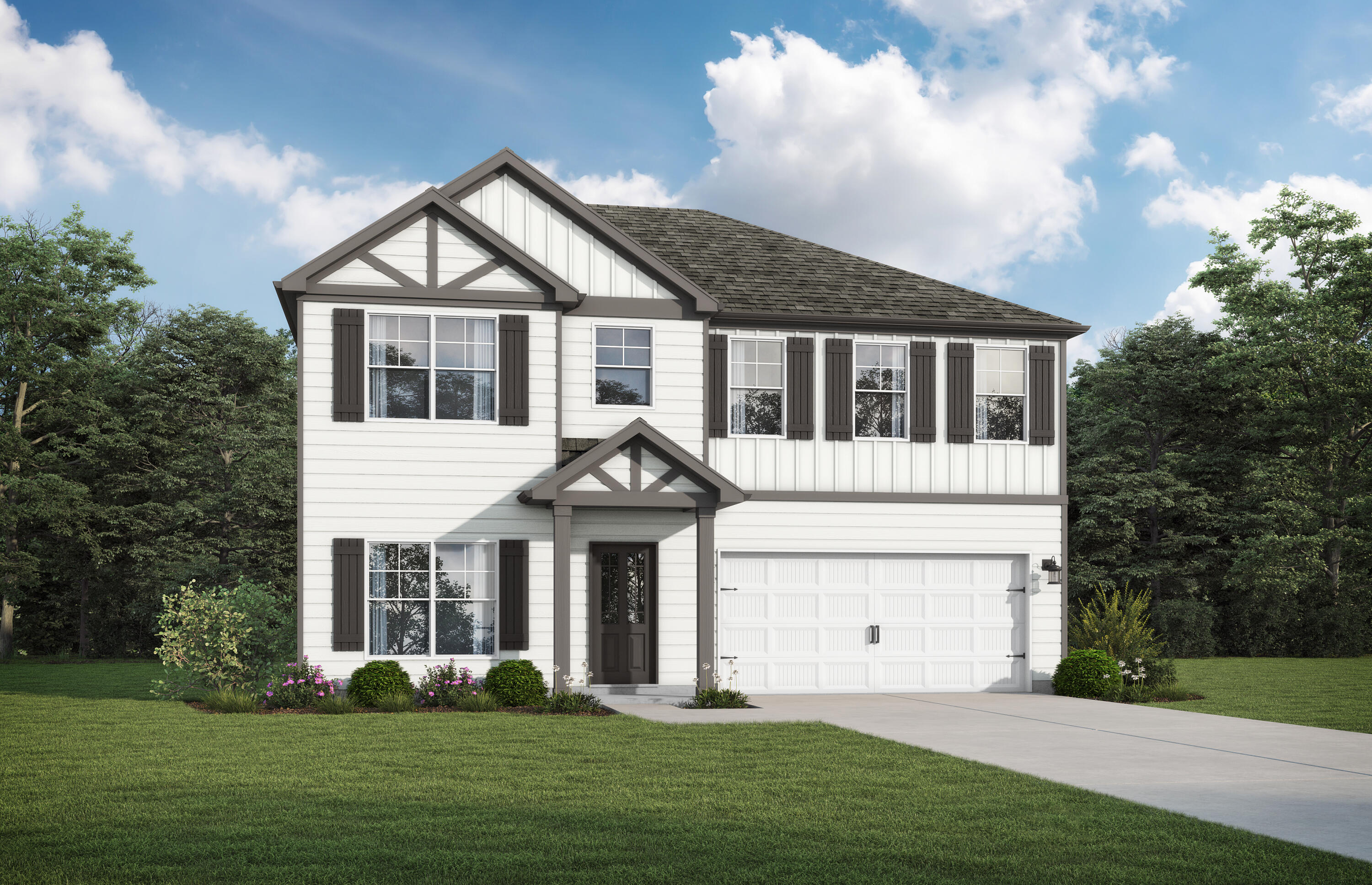 The Bridgestone. The perfect home for entertaining friends & family. Enjoy appetizers on the quartz island and the big game on the TV, while you don't miss a beat as the social hub of the home flows seamlessly from one space to another. Take time to cozy up in front of your LED fireplace. The dining room with its coffered ceiling opens conveniently to the kitchen. Retreat upstairs to your spacious master suite. Enjoy the separate tub & shower along with dual sinks in the bathroom. The large multifunctional loft is perfect for a home office or play area for the kids. All 4 bedrooms on this level feature trey ceilings, one bedroom & full bath downstairs. Covered porch. Homeowners in the Nest at Owl's Head will enjoy the natural, spring-fed lake and the upcoming resort-style pool.Visuals feature a similar home for inspiration.