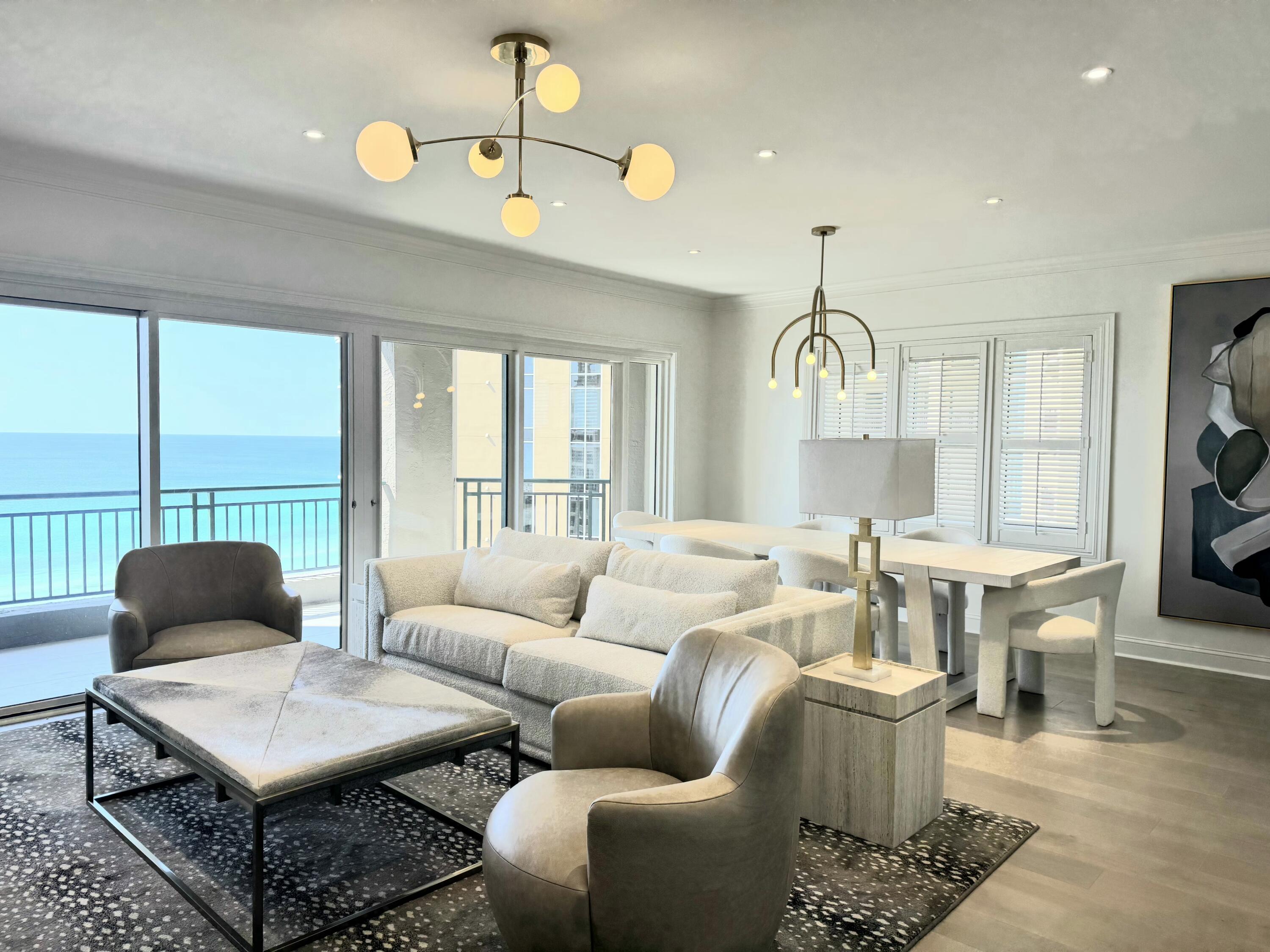 Thoughtfully redesigned with luxury upgrades from floor to ceiling, this stunning 11th-floor corner residence in Southwinds III invites you to experience elevated coastal living. Located in a prestigious, non-rental building along Sandestin's private shoreline, it offers exclusive beach access with chairs reserved for owners—so your day at the beach begins on your schedule, no early wake-ups or long lines required. Completely renovated, this 4-bedroom, 4-bathroom condo combines beachside elegance with modern comfort, showcasing panoramic views of both the Gulf of Mexico and Choctawhatchee Bay. Inside, a refined coastal aesthetic is enhanced by natural light streaming through walls of windows, framing breathtaking water views in every direction. The open-concept kitchen, and living area flows seamlessly-perfect for entertaining or relaxing with family while taking in the sweeping Gulf-front views. Every bedroom features its own bath, offering privacy and comfort for owner and guest alike. The primary suite is truly a retreat, boasting a private balcony, and a spa-inspired bathroom. The additional guest rooms enjoy impressive views of the bay and marina and are generously sized. This 2,320 sq ft residence has been fully renovated down to the studs with high-end finishes throughout including new custom cabinetry, top-tier appliances, quartz countertops, designer lighting, new fixtures, flooring, and beautifully tiled showers and luxurious tubs. Durable laminated wood and marble floors add an elevated touch to the space.

Southwinds III offers an array of exclusive owner amenities: a heated pool, private beach access, covered parking, and a peaceful atmosphere with no short-term rentals allowed creating a serene retreat within the gated Sandestin Golf and Beach Resort.

Don't miss this rare opportunity to own a show-stopping, move-in-ready Gulf-front home in one of Sandestin's most sought-after buildings.

As an introduction to the Sandestin lifestyle, we invite our new owners to explore amenities that make Sandestin special. The listing brokerage and seller(s) are presenting the buyer(s) of this property with (2) 90-minute rounds of Tennis court time, a golf foursome at one of our three championship courses, and a round of golf for up to four (4) players at the unrivaled Burnt Pine Golf Club.

Sandestin Golf and Beach Resort features more than seven miles of beaches and pristine bay front, four championship golf courses, 15 world-class tennis courts, a 226-slip marina, a fitness center, spa and celebrity chef dining. Shop, dine and play at the charming pedestrian village, The Village of Baytowne Wharf and more. Inside the gates of the resort, residents enjoy a balanced lifestyle of high-class living, spanning the 2,400 acres from the beach to the bay. Everything within the gates of the resort is accessible by golf cart or bicycle. The entire resort is interconnected by miles of pedestrian, bike and golf cart paths that weave through groves of live oaks, meandering past natural lagoons, fountains, man-made lakes, and meticulously landscaped fairways.