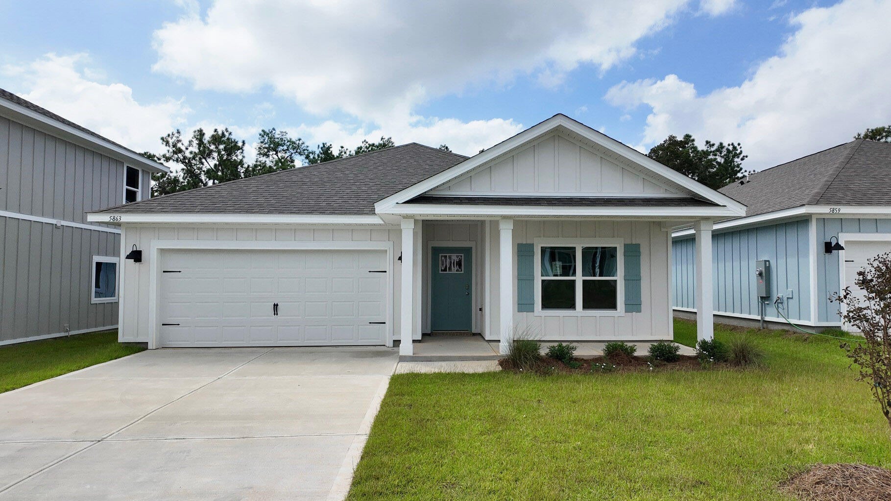 GORGEOUS NEW construction going up now in Marlin Place with a community pool, pavilion, sanded volleyball court, cornhole area and streetlights for residents to enjoy. Just under 1,800 square feet, this beautiful single- story home offers 4-bedrooms with 2-bathrooms, a 2-car garage, and a seamless open layout. Outstanding & spacious floorplan. Stunning Quartz countertops in kitchen and baths, all stainless-steel appliances, gorgeous EVP wood look flooring & plush carpet in the bedrooms. So many great amenities and this highly desirable home comes standard with a Smart Home Technology package with several Smart devices for your convenience. Home also includes hurricane fabric window & door protection and a beautiful classic curb appeal. ALL LISTING pictures, colors, features, and size may vary. Square footages are approximate.