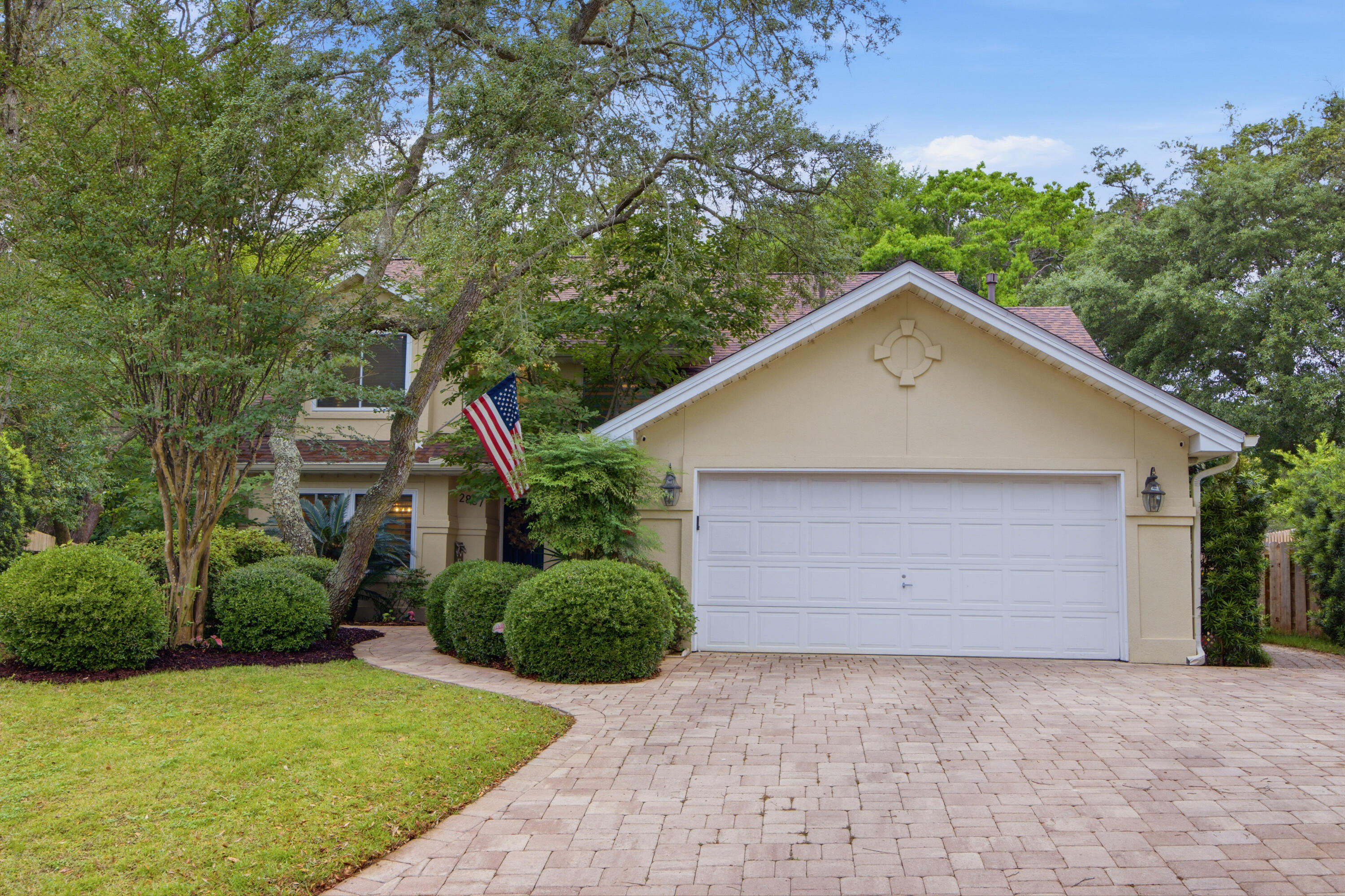 BACK ON THE MARKET, NO FAULT OF THE SELLERS. Beautiful 3-bedroom, 2.5-bath two-story stucco home in a cul-de-sac in the heart of Shalimar featuring a NEW 2025 roof and whole-home Generac for added peace of mind. Conveniently located near Eglin AFB, shopping, dining, and the beaches.

Inside you'll find raised cathedral ceilings, custom crown molding, recessed lighting, and a gas fireplace with wood and tile surround. French doors open to a private backyard with covered patio, sprinkler system, landscaping, and connected gas grill.

The kitchen features granite countertops, double ovens, gas cooktop island, farmhouse sink, plantation shutters, custom shelving, and abundant storage. The flexible floor plan also includes a formal dining room with trey ceilings and an office/flex space with French doors. The spacious primary suite on first floor offers custom walk-in closet built-ins, double granite vanity, walk-in shower, and separate jacuzzi tub. Upstairs includes two bedrooms with walk-in closets, a full bath with laundry shoot, carpet throughout, and walk-in attic access through one bedroom.

Additional features include a downstairs half bath, laundry room, security system, wide paver driveway, endless storage, and a two-car garage with separate storage room.

Schedule your private showing today!