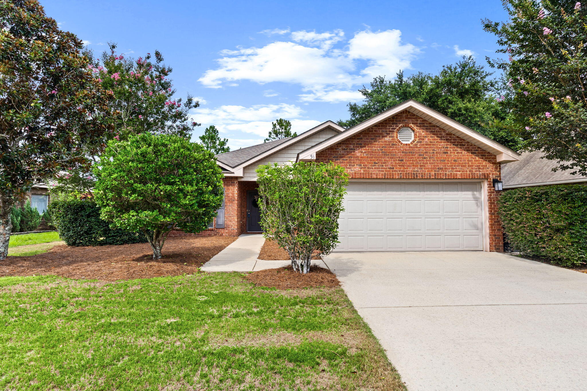 Quiet Coastal Living. 30A Convenience. Exceptional Value in Peach Creek.

Locals know Peach Creek as one of Santa Rosa Beach's best-kept secrets a neighborhood that offers the perfect balance of peaceful residential living and effortless access to the coveted 30A lifestyle. Tucked alongside the protected Point Washington State Forest, 56 Denny Drive combines privacy, convenience, and exceptional value in one of the Emerald Coast's most desirable locations.

Unlike many nearby beach communities, Peach Creek offers a true neighborhood atmosphere with low HOA dues, larger homesites, and the peace of mind that comes from a primarily residential community. Here, you'll enjoy the best of coastal living without the premium price tag, heavy tourist traffic, or the constant turnover often associated with vacation destinations.

This beautifully maintained 3-bedroom, 2-bath home welcomes you with a bright, open floor plan designed for the way people live today. The spacious living room flows seamlessly into the kitchen and breakfast area, while the oversized formal dining room offers remarkable flexibility as a home office, playroom, media room, den, or additional living space to fit your needs.

Thoughtful architectural details--including arched doorways, tray ceilings, and six-panel interior doors--add warmth and character throughout. The split-bedroom floor plan provides privacy for the spacious primary suite, complete with a soaking tub, separate shower, and generous walk-in closet Granite countertops, rich maple cabinetry, a pantry, laminate wood flooring, tile in the wet areas, and 2-inch blinds throughout create a timeless, low-maintenance interior.

Pride of ownership is evident throughout, with numerous recent improvements including professionally installed landscaping (2024), a new privacy fence with dual gates (2024), new exterior French doors (2024), a new dishwasher (2023), and regularly scheduled HVAC maintenance. Vinyl hurricane window coverings are also included, making this truly move-in ready.

Step outside to your private backyard retreat, where mature shade trees, lush landscaping, a producing fruit tree, and a spacious patio provide the perfect setting for entertaining, gardening, or simply relaxing after a day at the beach.

What truly sets this home apart is its location. Situated just north of Highway 98, Peach Creek provides quick, convenient access to Scenic Highway 30A, Seagrove Beach, Grayton Beach, Seaside, and Panama City Beach, while grocery stores, restaurants, shopping, healthcare, and everyday conveniences are all just minutes away. Outdoor enthusiasts will appreciate nearby Peach Creek Bayou for kayaking and paddleboarding, as well as Point Washington Landing for easy boating access to Choctawhatchee Bay.

Families are drawn to the neighborhood for its proximity to highly regarded Dune Lakes Elementary School and Emerald Coast Middle School, both less than five minutes away. Even during the busiest tourist season, Peach Creek's location allows residents to get where they need to go with ease--one of the many reasons locals consistently consider it among the area's most desirable residential communities.

Whether you're searching for a primary residence, relocating to the Emerald Coast, or looking for a smart long-term investment, 56 Denny Drive offers an increasingly rare opportunity to enjoy the 30A lifestyle without the 30A price tag. Combining exceptional value, everyday convenience, and a welcoming neighborhood atmosphere, this move-in-ready home is perfectly positioned to enjoy everything that makes life along the Emerald Coast so special.

Schedule your private showing today!