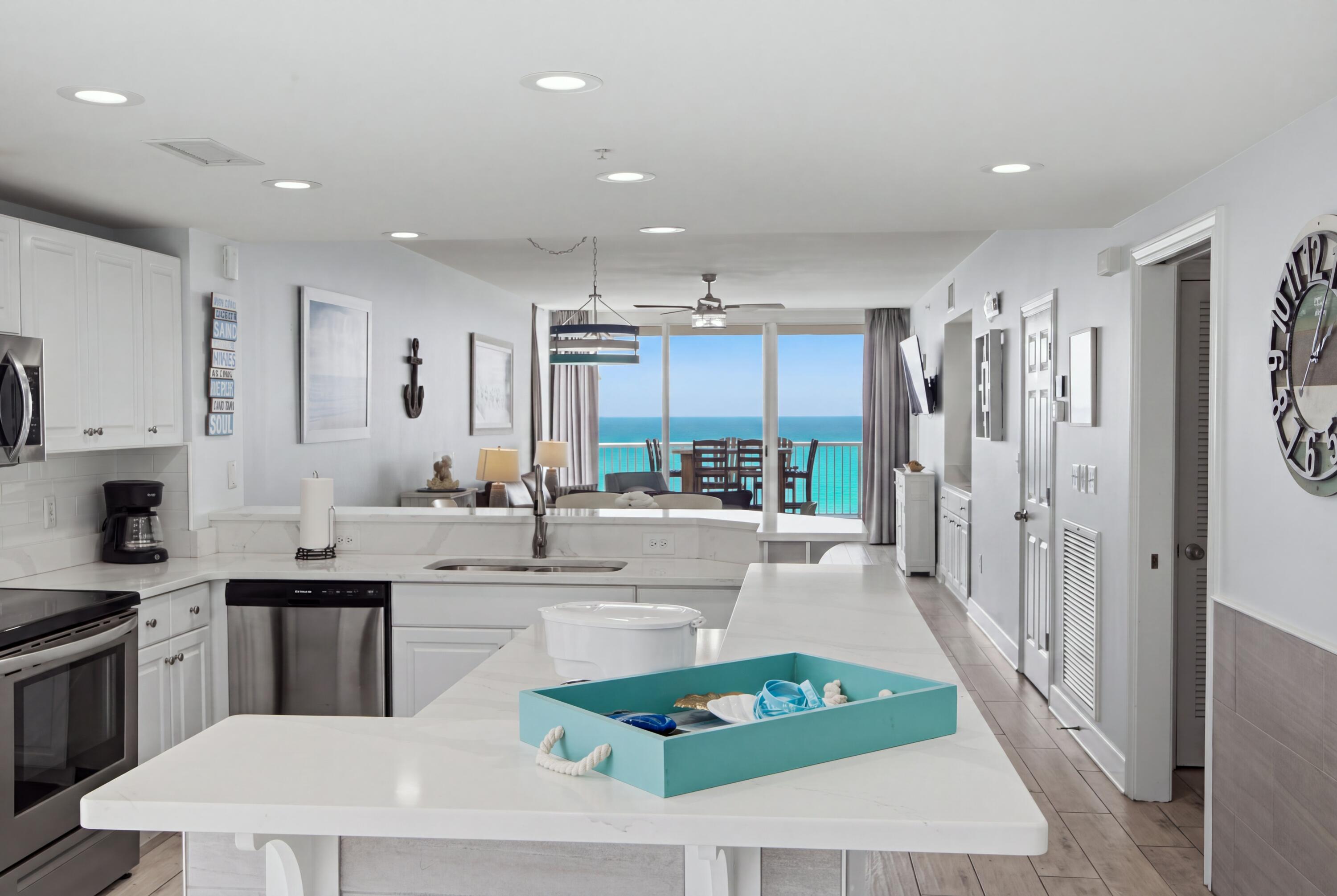 RARE opportunity at Majestic! This spacious 3-bedroom, 3-bath end unit is the largest floor plan in the building and rarely comes to market. The open-concept layout lives large, with an oversized kitchen, beautiful upgrades throughout, and more than 360 square feet of balcony space extending from the living area to the primary suite. Fully furnished with new furnishings and ready to enjoy, this is the kind of floor plan buyers wait for.
Majestic delivers the complete resort experience with five pools, an expansive fitness center, snack bar with Starbucks, game room, 24/7 security, private grilling area, dog park, and covered deeded parking. Beautifully maintained grounds and easy access to PCB's most popular dining, shopping, entertainment, and attractions make this an exceptional choice for a primary residence, second home, or investment property.
Rare floor plan. Exceptional amenities. One of Majestic's most desirable opportunities.