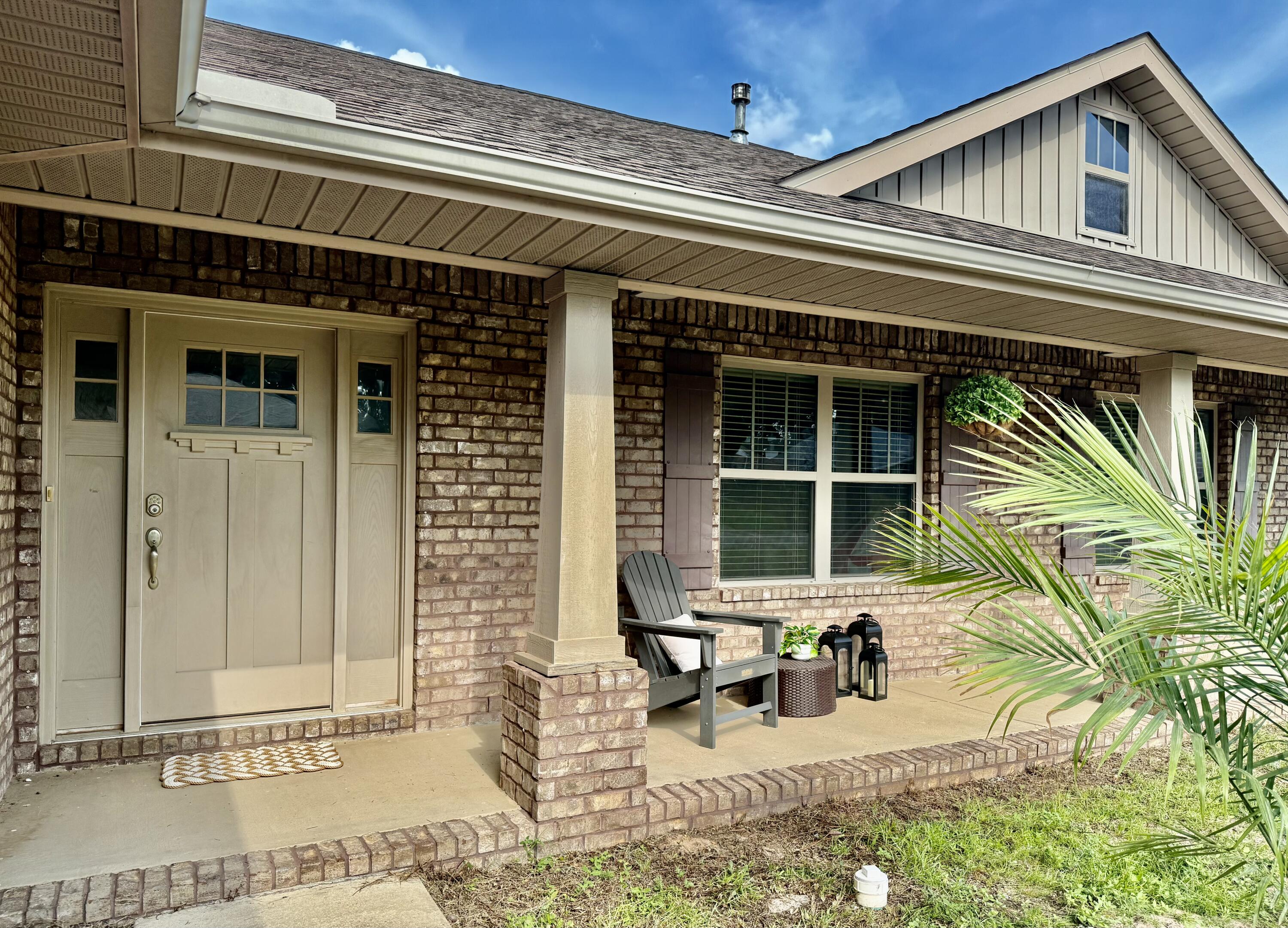 Welcome to this beautifully maintained 1,815 sq ft, 4-bedroom, 2-bathrooms home situated on a spacious half acre corner lot in the highly desirable Thousand Oaks neighborhood of Pace. Built in 2013, this single-story brick home offers generous living spaces inside and out. 
Inside, you'll find a thoughtfully designed split-bedroom floor plan with durable vinyl flooring throughout. The kitchen is well-equipped with granite countertops, a gas range, new refrigerator, new dishwasher, and ample cabinet and counter space - perfect for everyday living and entertaining. The home also features a gas water heater and furnace, providing efficient and reliable comfort year-round.
The spacious primary suite is designed as a private retreat, featuring a double-sink vanity, private water closet, relaxing garden tub, separate shower, and a large walk-in closet. Each additional bedroom also offers generously sized closets for plenty of storage.
Enjoy Florida living from the covered front and back porch overlooking the fully fenced backyard. The expansive yard includes a storage shed and still offers plenty of room to add a swimming pool.
Thousand Oaks is a well-established, family-friendly neighborhood known for its all-brick homes, spacious lots, and quiet streets. The community has a cohesive, attractive appearance and offers a peaceful setting while remaining conveniently close to everything Pace has to offer. Residents enjoy  easy access to highly rated Santa Rosa County schools, shopping, restaurants, medical facilities, and NAS Whiting Field, with Pensacola and the Gulf Coast beaches just a short drive away.
If you're looking for a move-in-ready home with modern features, efficient gas utilities, a large yard, and an outstanding location, 5358 Deer Oak Drive is ready to welcome you home.