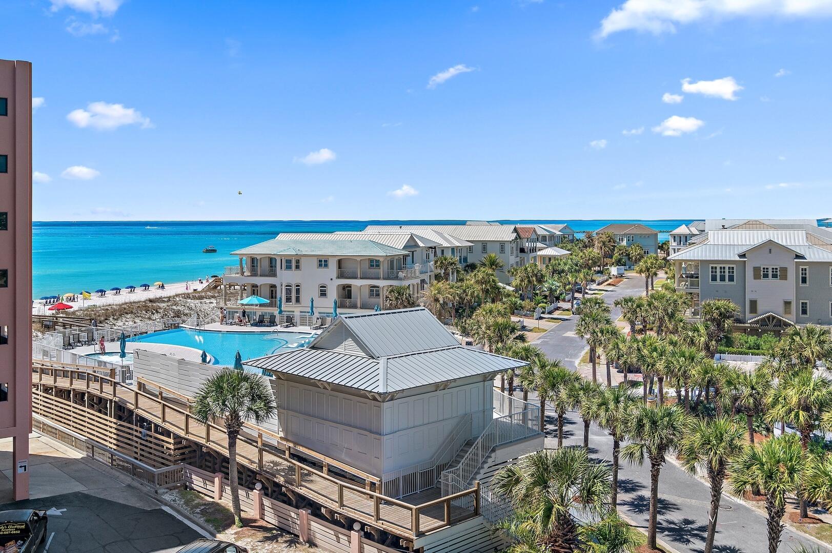 Jetty East is a gated six-story midrise located directly on Destin's sugar-white sand beach, with covered under-building parking. Set on Holiday Isle along Gulf Shore Drive, the property offers a unique location near Destin Harbor and is ideal for walking, biking, snorkeling, and fishing at the East Pass jetties. Located in the desirable 10 bay with views of Gulf and Jetties. Unit 410B features remodeled bathrooms with granite, tile, and updated vanities; angled bedroom entries; a master bedroom closet; and cam lighting above the king-size bed. The remodeled kitchen includes subway tile, granite countertops, a large breakfast bar, and a new stove installed in 2024. Additional updates include a new AC system and updated electrical in July 2026, interior paint in 2024, a new den light fixture, new blinds throughout, crown molding in the living room, and tile flooring throughout. Begin and end each day with spectacular Gulf of Mexico views, evening sunsets, boats entering the Gulf, and seasonal beach fireworks. The location is convenient to shopping, grocery stores, the new Publix, and restaurants. Jetty East amenities include 900 feet of beach frontage, a 2,400-square-foot pool with sun deck, hot tub, beachside pavilion with charcoal grills, tennis courts, pickleball, fitness room, children's activities, music entertainment, shuffleboard, covered parking, 24-hour security, and an owners' room with a full kitchen for meetings or parties. Financing  Note:  Jetty East is a non warrantable condotel and does not qualify for conventional government-backed Fannie Mae or Freddie Mac financing. The required Milestone Study and Structural Reserve Study were completed in mid-summer.