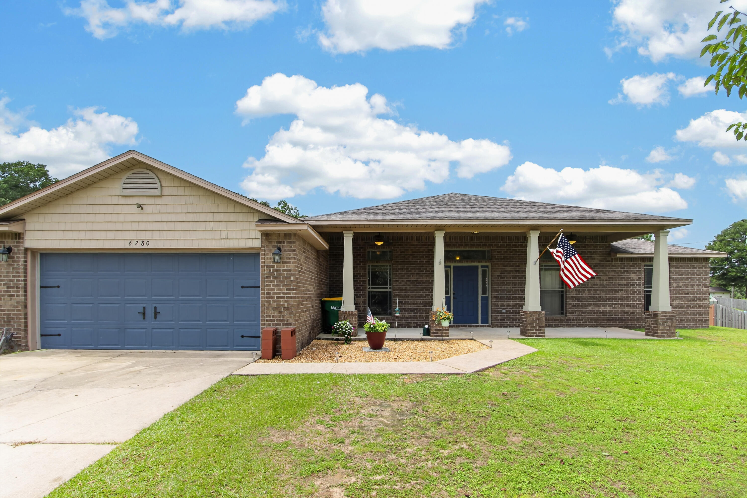 Welcome home to this spacious 4-bedroom, 2-bath home situated on a .63-acre fully fenced lot, offering the perfect combination of comfort, functionality, and room to grow. Designed with an open floor plan, this home is ideal for both everyday living and entertaining. The kitchen is truly the heart of the home, featuring a large center island, granite countertops, an eat-in dining area, and an oversized walk-in pantry that provides ample storage space. A formal dining room offers the perfect setting for holiday gatherings, family dinners, or hosting guests. The private primary suite is tucked away on the south end of the home, creating a peaceful retreat. The spacious primary bathroom features a double vanity, separate shower, relaxing soaking tub, and a large walk-in closet, offering both comfort and functionality. The additional bedrooms are generously sized, making this home an excellent choice for anyone needing extra space for family, guests, a home office, or hobbies. You'll also appreciate the no-carpet flooring throughout, making maintenance a breeze. Step outside and enjoy the large covered front porch, perfect for relaxing with your morning coffee. The expansive backyard is fully fenced and offers endless possibilities, with plenty of room to entertain, garden, or even add the pool you've always wanted. The property also includes a storage shed and chicken coop, providing added versatility for outdoor living.