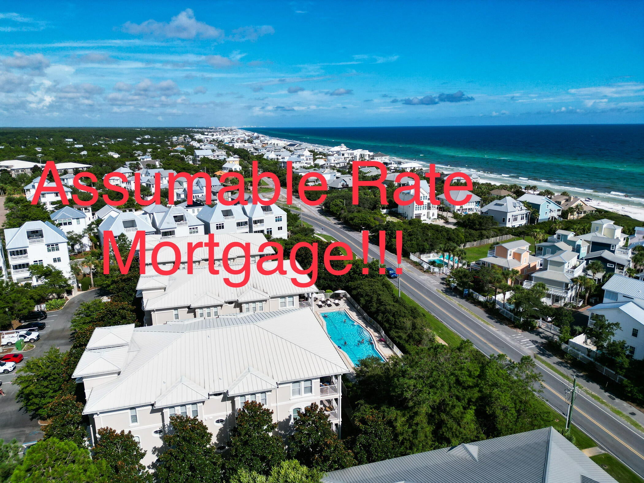 ASSUMABLE CONVENTIONAL MORTGAGE AT 4.375 OPPORTUNITY! TWO MINUTE WALK TO PRIVATE BEACH ACCESS!!!! Rare opportunity for such quality craftsmanship in this luxuriously remodeled gulf viewing condo in the heart of Seagrove. Upon entering this magnificent condo you will notice the top notch finishes from the updated cabinetry, quartz counter tops and stainless steel appliances. Three bedrooms offer their own personal bathrooms and a 4th bedroom that could be your personal office. The spacious patio offers wonderful views of the gulf and overlooks the pool. You are walking distance to fantastic dining options, seaside attractions, and this complex comes with deeded private beach access. Schedule your showing today.