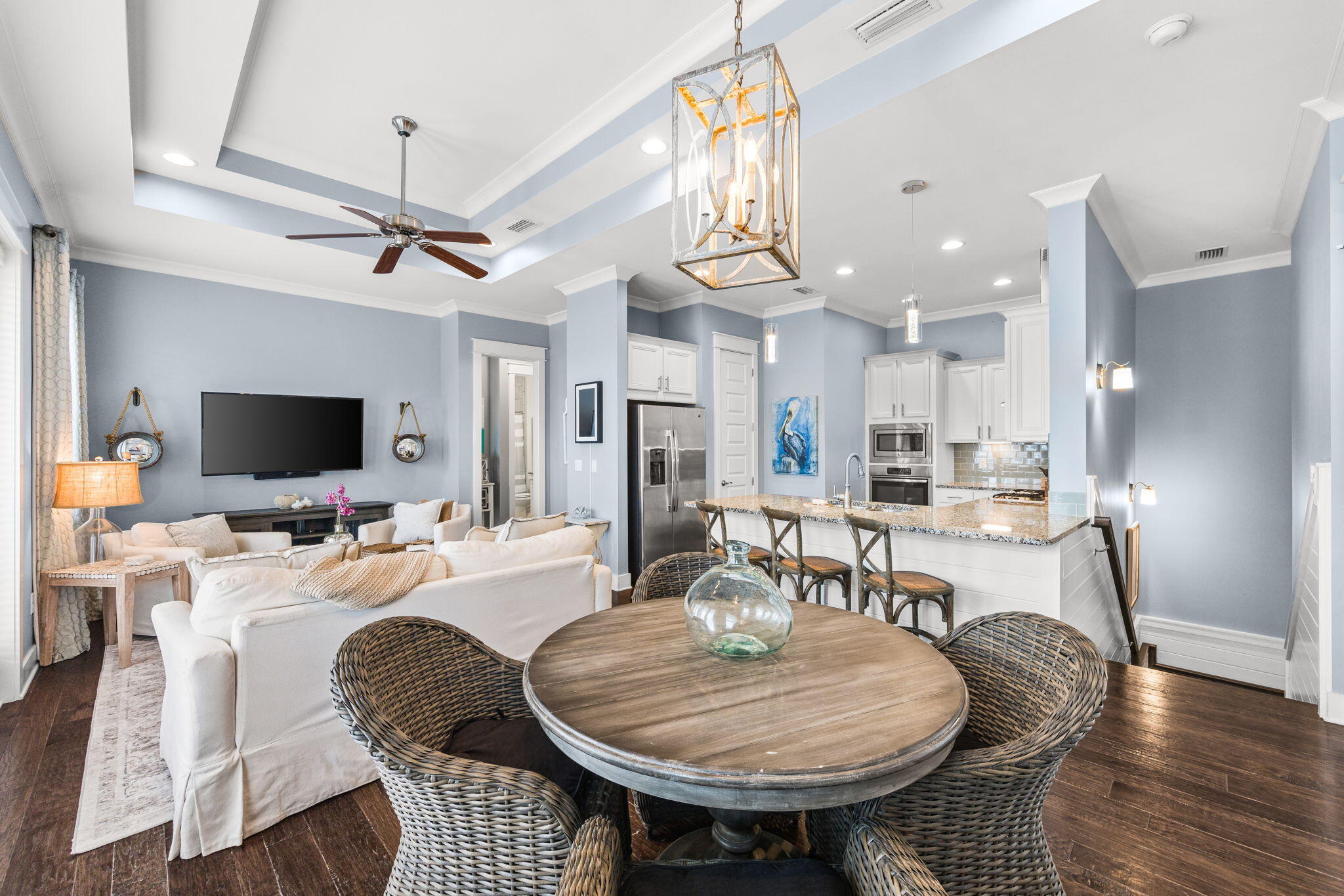 Nestled in the highly sought-after Prominence community along scenic 30A, this charming 2-bedroom, 2-bathroom townhome offers the perfect blend of coastal comfort, convenience, and resort-style living. Thoughtfully designed for both relaxation and entertaining, this inviting retreat is ideal as a primary residence, second home, or investment property. Enjoy an exceptional location just minutes from the beautiful beaches of 30A, with convenient access via Deer Lake State Park or Gulf Lakes Beach Access. Directly across the street, The Big Chill offers an exciting mix of dining, live music, shopping, and entertainment. The property is also conveniently located near the Watersound Beach Club (members only). This well-appointed townhome comfortably accommodates up to six guests and features hardwood flooring throughout, creating a warm and timeless coastal aesthetic. The spacious layout provides plenty of room for family and guests to relax after a day at the beach. The modern, fully equipped kitchen features stainless steel appliances and all the essentials needed to prepare everything from quick breakfasts to family dinners. The adjacent dining area provides a welcoming space for gathering over meals or enjoying takeout from one of the many fantastic restaurants along 30A. Step outside onto the private balcony, the perfect spot to sip your morning coffee or unwind in the evening. Community amenities include two resort-style pools, grilling areas, and security, providing added convenience and enjoyment.

The primary bathroom offers dual vanities, a spacious walk-in shower, and a walk-in closet, while the in-unit full-size washer and dryer make everyday living and extended stays effortless.

Additional highlights include a private one-car garage, abundant comfort and convenience, and a prime location in one of 30A's most desirable communities.

Whether you're looking for a beachside getaway, a low-maintenance second home, or an investment opportunity, this Prominence townhome delivers the quintessential 30A lifestyle.