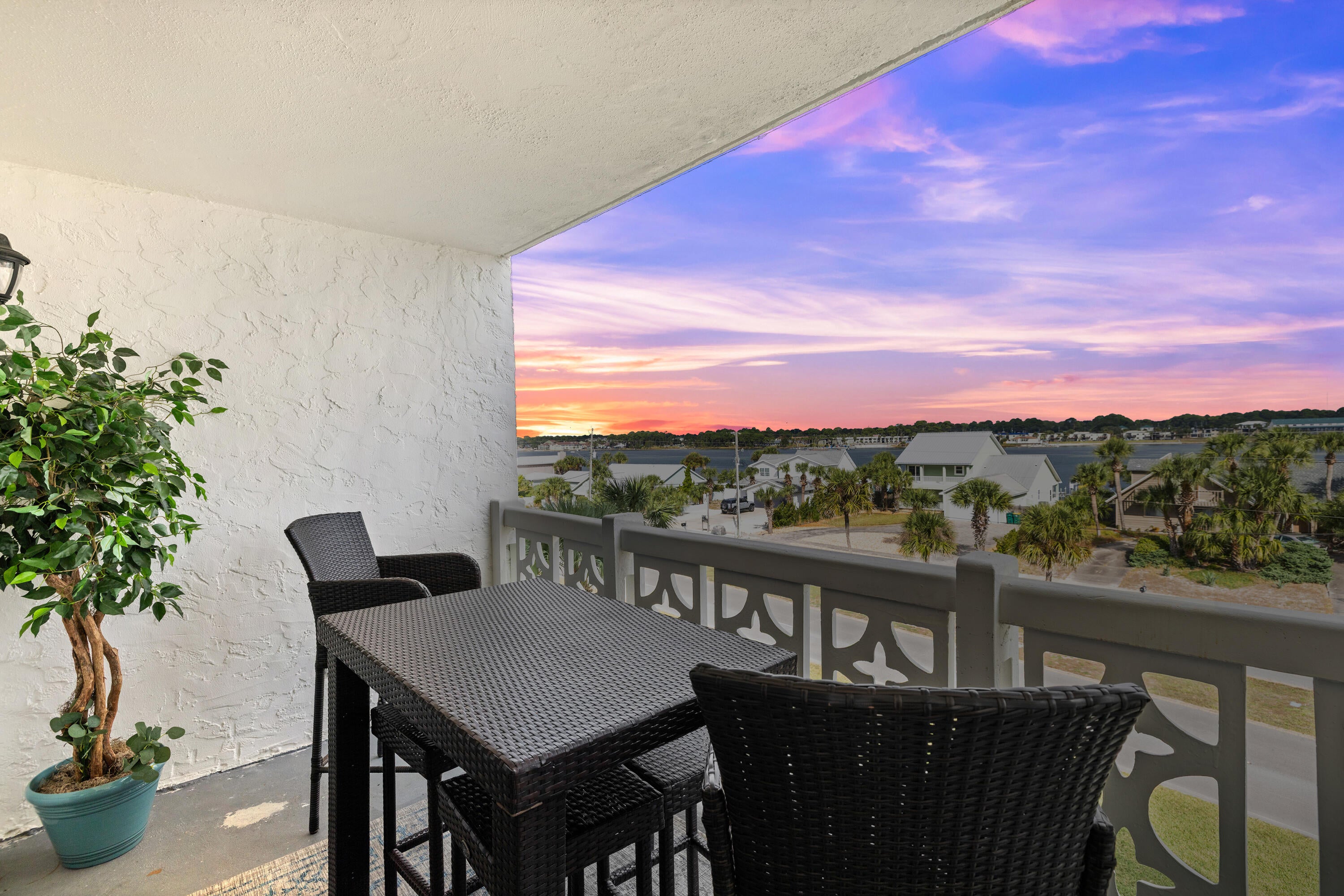 Wake up to peaceful Sound views from this beautifully furnished fourth-floor condo in El Matador on Okaloosa Island. This spacious 2-bedroom, 2-bath residence offers a rare combination of storage, comfort, and lifestyle -- with a large balcony accessible from both the living room and primary suite.

Enjoy private Gulf-front beach access just steps away, plus resort-style amenities including two pools (one heated), fitness center, sauna, tennis, pickleball, and basketball courts. Whether you're searching for a full-time residence, vacation escape, or income-producing property, this condo checks every box -- and at an exceptional Island value. Snowbirds welcome.
