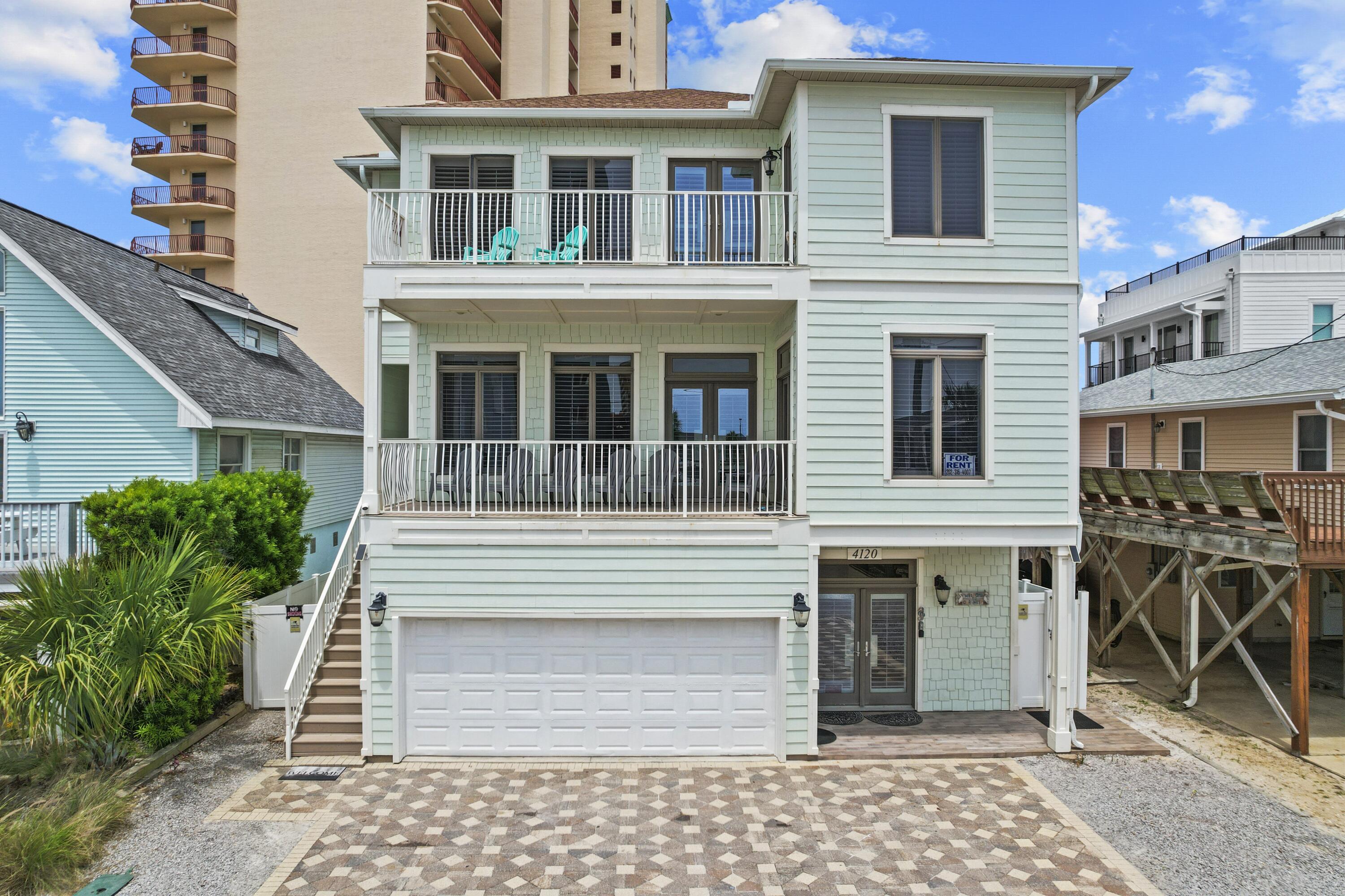 Experience refined coastal living in this ELEGANT MEDITERRANEAN-STYLE BEACH HOME just 75 FEET FROM THE SAND with GULF VIEWS from multiple balconies. This 7 BEDROOM, 4 BATH retreat offers a TURN-KEY layout with 10-FOOT CEILINGS, CUSTOM CABINETRY, GRANITE, and STAINLESS APPLIANCES. Designed for LUXURY LIVING and STRONG RENTAL PERFORMANCE, it features TWO KITCHENS, a LOCKOUT OPTION, and spacious indoor/outdoor areas. Enjoy TWO GULF-VIEW BALCONIES, a LARGE PRIVATE DECK, and a PRIVATE HEATED POOL. Fully furnished with 2025 RENTAL INCOME of $215K and 2026 BOOKINGS TRANSFERABLE.