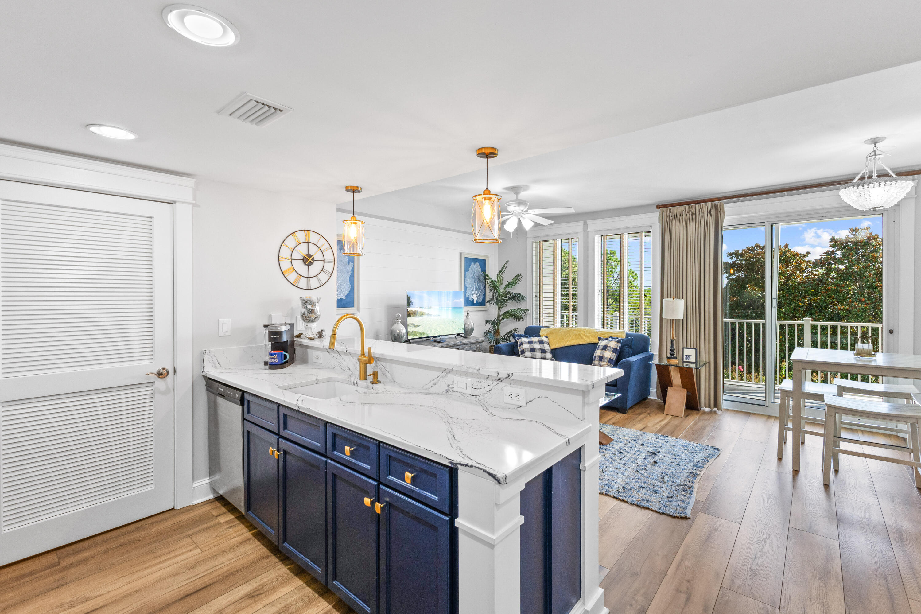 Experience effortless resort living in this stunningly renovated residence at The Grand Sandestin. Blending modern coastal style with comfort and functionality, this beautifully designed condo offers a bright, open living space perfect for relaxing or entertaining. The interior features durable wood-look tile flooring throughout, updated finishes, and tasteful décor that gives the home a fresh, upscale feel. The kitchen has been thoughtfully upgraded with granite countertops, stainless steel appliances, sleek white cabinetry, and designer tile accents, creating a clean and timeless look. Both bathrooms have been fully refreshed with spa-inspired details including custom tiled showers, updated vanities, and contemporary finishes. Step outside onto the oversized balcony and enjoy serene northeast-facing views overlooking the beautifully landscaped resort grounds, an ideal spot to unwind after a day at the beach or on the golf course. As an introduction to the Sandestin lifestyle, we invite our new owners to explore amenities that make Sandestin special. The listing brokerage and seller(s) are presenting the buyer(s) of this property with (2) 90-minute rounds of Tennis court time, a golf foursome at one of our three championship courses, and a round of golf for up to four (4) players at the unrivaled Burnt Pine Golf Club.
Sandestin Golf and Beach Resort features more than seven miles of beaches and pristine bay front, four championship golf courses, 15 world-class tennis courts, a 226-slip marina, a fitness center, spa and celebrity chef dining. Shop, dine and play at the charming pedestrian village, The Village of Baytowne Wharf and more. Inside the gates of the resort, residents enjoy a balanced lifestyle of high-class living, spanning the 2,400 acres from the beach to the bay. Everything within the gates of the resort is accessible by golf cart or bicycle. The entire resort is interconnected by miles of pedestrian, bike and golf cart paths that weave through groves of live oaks, meandering past natural lagoons, fountains, man-made lakes, and meticulously landscaped fairways.