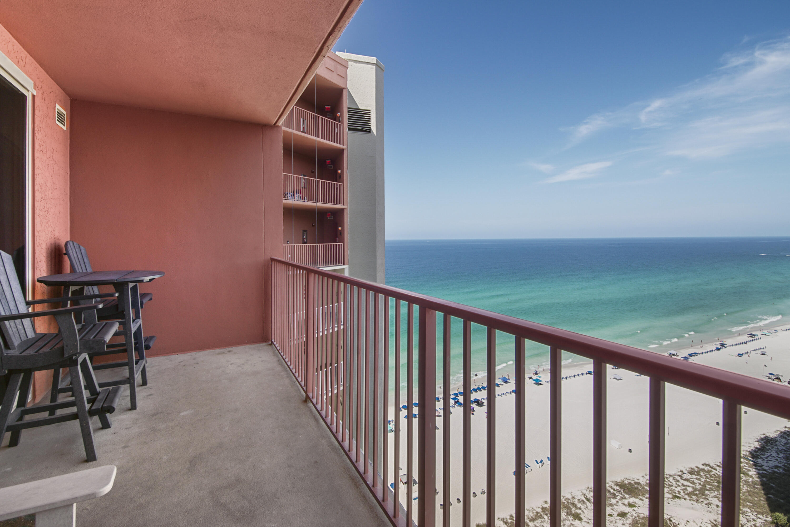 Seller offering $10,000 toward buyer closing costs! Brand new paint and bunks! Welcome to this exceptional 21st-floor Gulf-front condo in the sought-after Shores of Panama Resort, located in the heart of Panama City Beach, Florida. This 936 sq ft unit offers incredible value in one of the area's most popular complexes. This fully furnished condo features 1 bedroom, 2 full bathrooms, and a separate bunk room, comfortably sleeping up to 6 guests, including the sleeper sofa in the family room. The modern kitchen is equipped with stainless steel appliances, granite countertops, and plenty of space for cooking and entertaining. Step onto the expansive balcony to enjoy breathtaking views of the resort-style lagoon pool and the Gulf of Mexico, a perfect spot for morning coffee or sunset relaxation. Shores of Panama is renowned for its incredible amenities, including a 20,000 sq ft lagoon-style beachfront pool with bridges, lush landscaping, and ample lounge seating, along with a massive outdoor hot tub, indoor heated pool, and hot tub. On-site dining options include tiki bars and the Sunset Bar & Grille. The resort also boasts a private beach area, a state-of-the-art fitness center, and easy access to water sports facilities. Situated just steps from the white sand beaches and a short distance to vibrant shopping, dining, and entertainment, this condo offers the perfect blend of relaxation and convenience. Don't miss this opportunity to own a beautifully appointed Gulf-front condo in one of Panama City Beach's premier resorts. Call today to schedule your private showing!