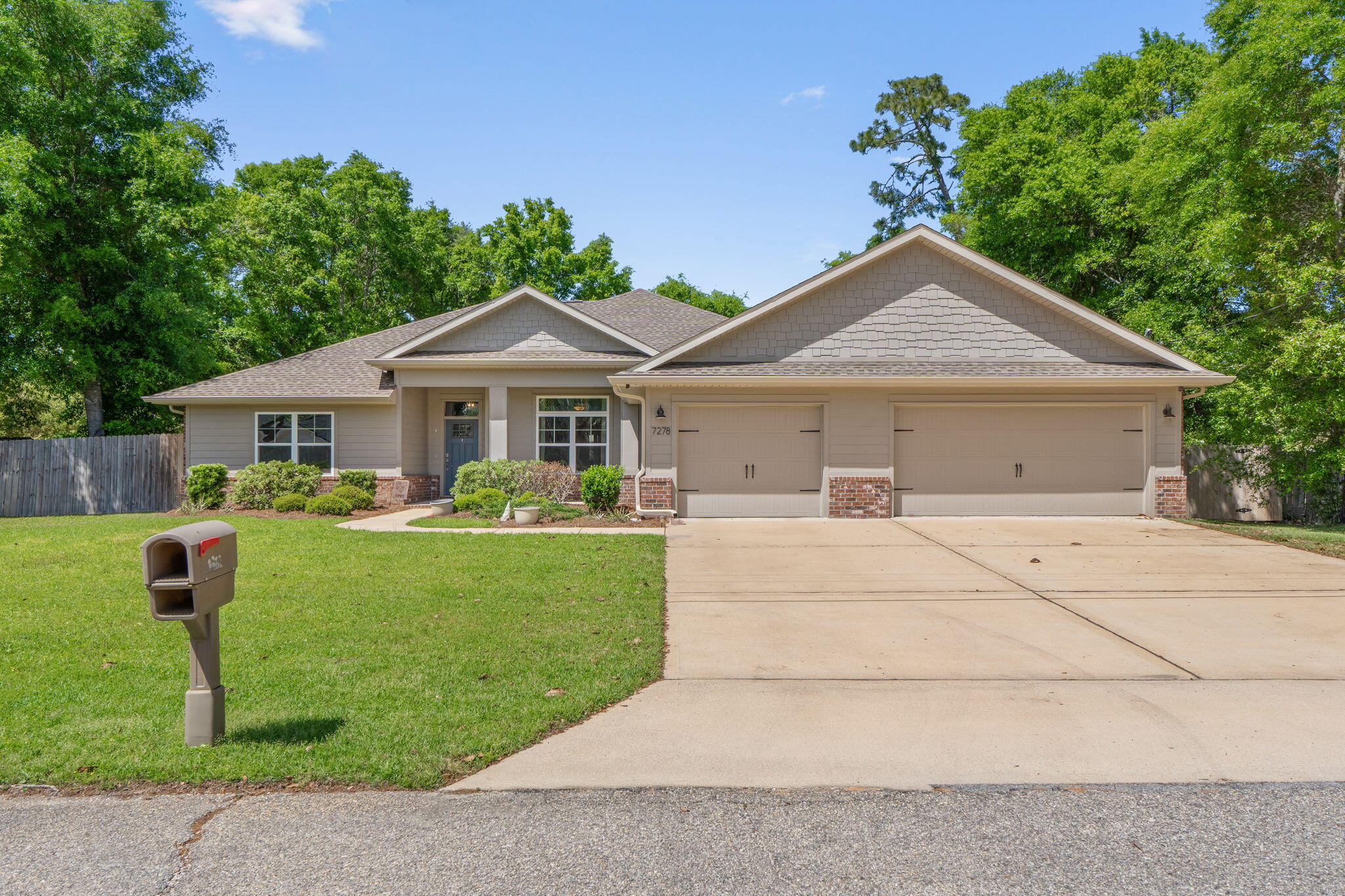 BACK ON THE MARKET! Buyer financing fell through at the last minute. Home passed all inspections, required not repairs, and appraised above list price! 

Built in 2020, this beautifully crafted 4 bedroom, 2 bath custom home sits in a centrally located neighborhood on a cul-de-sac and Hwy 98 to Hurlburt Field AFB.
A gunite pool creates a private backyard oasis perfect for relaxing or entertaining. The property also includes a 220V Universal Tesla Charger, capable of charging any electric vehicle sold in the U.S., offering convenience and future-ready functionality.
Inside, a welcoming foyer leads into an open, thoughtfully designed floor plan. The spacious kitchen features custom shaker cabinetry with crown molding, granite countertops, an under-mount sink, stainless steel appliances, two pantries, and a center island with a sleek breakfast bar that flows into the dining area and large family room. Luxury vinyl plank flooring extends through the foyer, kitchen, and main living areas.
The primary suite includes a tray ceiling with ceiling fan and two generous walk-in closets. The primary bath offers an oversized tiled walk-in shower with seamless glass door, granite double vanity with rectangular under-mount sinks, picture-frame mirrors, and a linen closet--all accented with brushed-nickel finishes.
Additional bedrooms are well-sized with walk-in closets and ceiling fans. The guest bath includes a granite vanity and tub/shower combination. A dedicated office/bonus room with double-door entry and a large utility room with walk-in storage add versatility and function.
Outdoor living shines with a long covered front porch and a covered back porch overlooking the pool--perfect for enjoying Florida evenings. The oversized garage includes an additional 6-ft storage nook. And only about 13 minute drive to Navarre Beach!