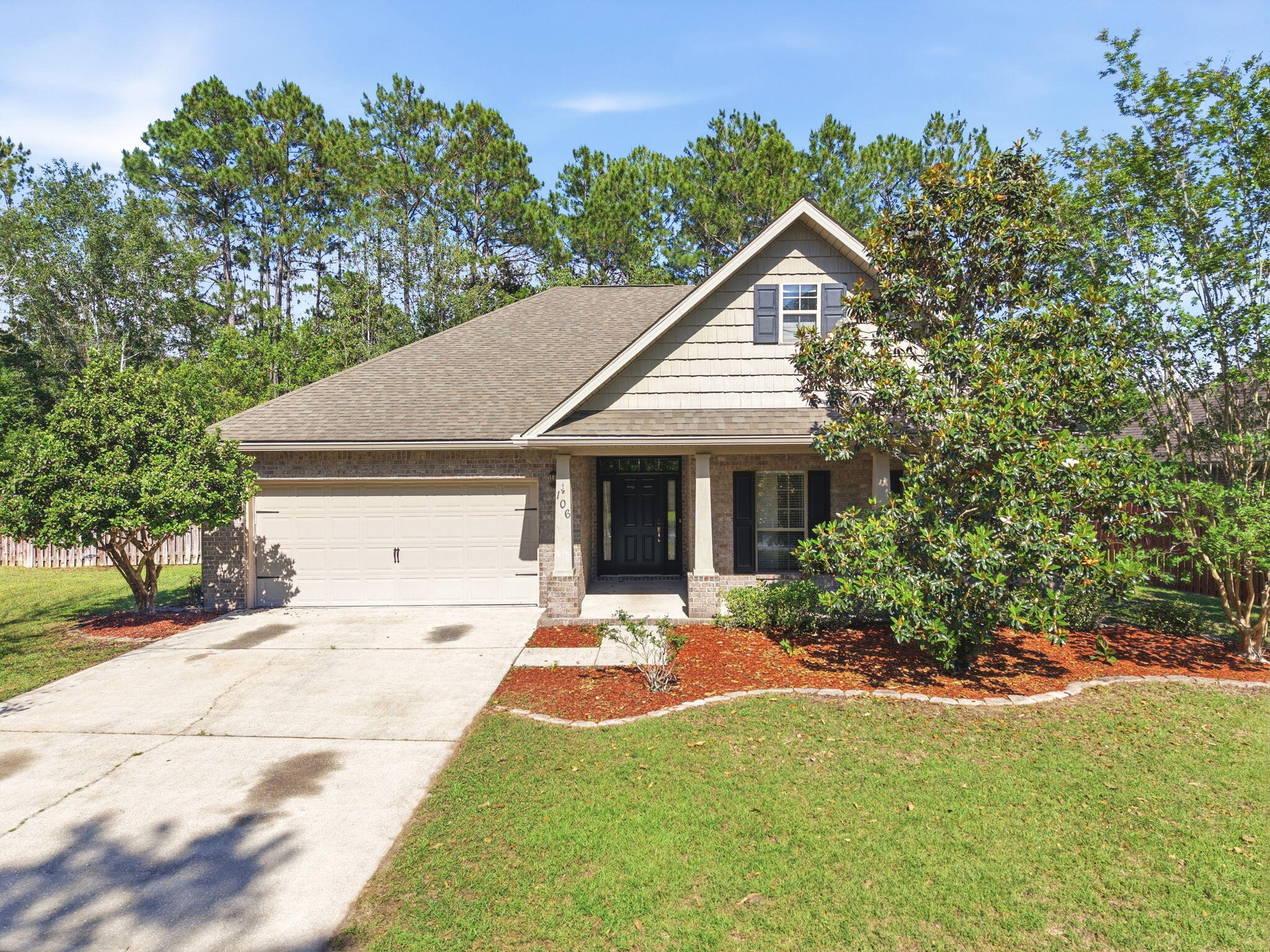 This 3 bed, 2 bath Craftsman in the quiet Rolling Ridge subdivision off PJ Adams Pkwy has the kind of open layout that just works for everyday living. From the foyer you're greeted by a family room with vaulted ceilings and crown molding. The kitchen is set up for functionality with granite counters, breakfast bar, a pantry, and plenty of cabinetry and space. Off the dining area, a flex room with french doors gives you options, whether that's a home office, playroom, or formal dining setup, you decide. The master suite is a true retreat with a trey ceiling, walk-in closet, and a granite double vanity. Step out back to a fully fenced yard backing up to woods, so you get the privacy without sacrificing the neighborhood feel. This is a great home, in a great neighborhood, at a great price. Schedule your showing today.
