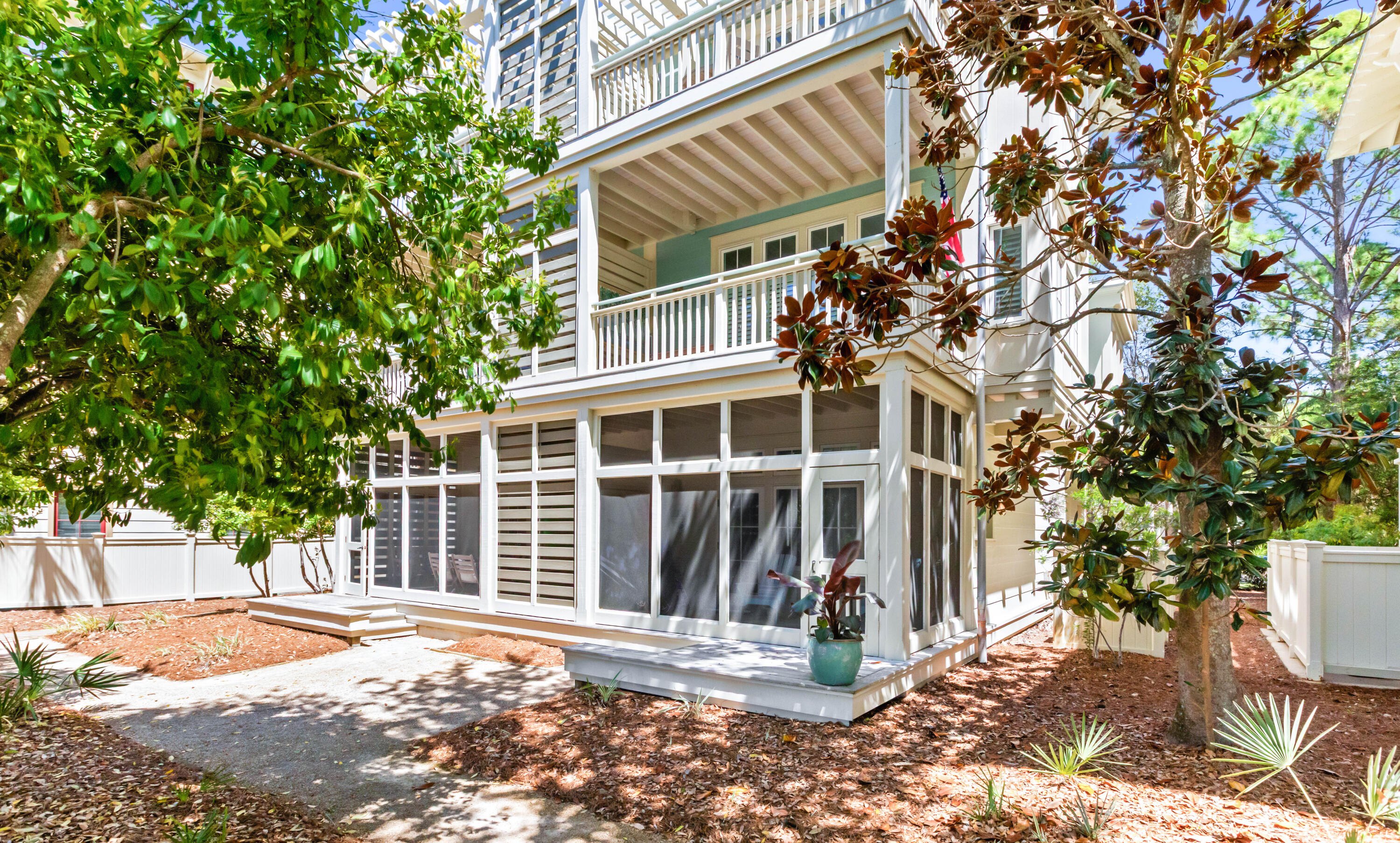 Positioned in the heart of WaterColor's desirable Beach District, this well-appointed corner townhome offers an ideal blend of comfort, convenience, and coastal charm. Located just off 30A within steps to the WaterColor Beach Club & Town Center, the property provides effortless access to dining, shopping, and the Gulf's renowned white-sand beaches.

Spanning approximately 1,286 square feet, the residence features a thoughtful two-level layout designed for both everyday living and guest accommodations. The main living area is situated upstairs, where natural light fills the open-concept space and highlights the warm hardwood flooring. A private balcony extends the living area outdoors, perfect for unwinding after a day at the beach. The kitchen is efficiently designed with light cabinetry, Whirpool stainless appliances, and a breakfast bar that connects seamlessly to the dining and living spaces. The first floor primary suite offers privacy and direct access to a screened porch, along with a spacious ensuite bath featuring dual vanities, a soaking tub, and a separate shower. An additional guest bedroom and bath upstairs provide comfortable accommodations for visitors.

Offered furnished, this residence presents a strong opportunity as a second home or investment property, with projected rental income exceeding $100K annually.

WaterColor spans over 499 acres and is known for its resort-style amenities, including multiple pools, a Gulf-front beach club, tennis courts, fitness center, nature trails, and the popular Camp WaterColor with a lazy river and waterslide--creating a lifestyle that is both relaxed and activity-rich along Scenic Highway 30A.