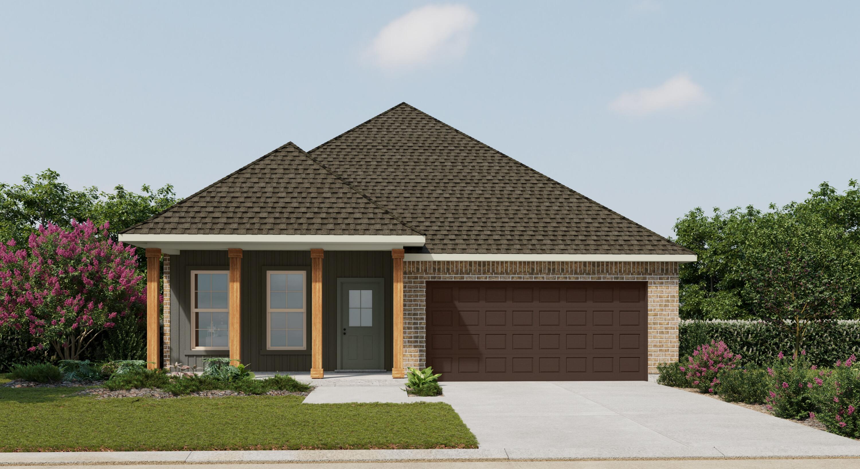 Located on a corner lot, the OAKSTONE V H in Natureview community offers a 4BR/2BA, open design. Upgrades added (list attached). Special Features: double vanity, garden tub, separate custom tiled shower, and walk-in closet in master bathroom, walk-in closet in bedroom 3, kitchen island, walk-in pantry, covered porches, undermount sinks, custom kitchen backsplash, cabinet hardware, LED lighting, crown molding, ceiling fans in living room and master bedroom, smart connect WIFI thermostat, framed mirrors in all bathrooms, landscaping, architectural 30-year shingles, flood lights, and more! Energy Efficient Features: water heater, electric kitchen appliance package, vinyl low E windows, and more! Energy Star Partner.
