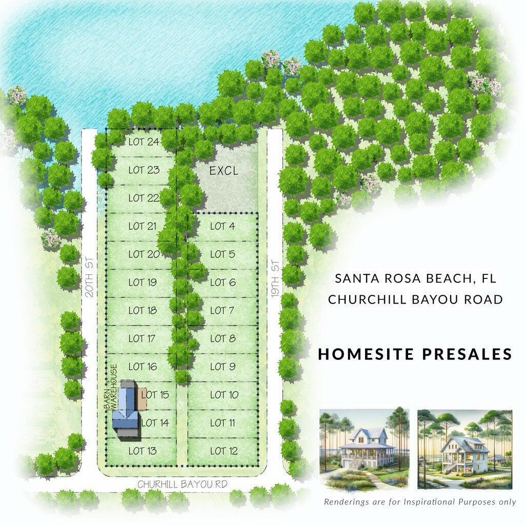 Introducing an exceptional opportunity to purchase  Lot #9 offered with the convenience of county water and sewer.  Situated in a peaceful setting off the Churchill Bayou.
Encompassing 0.14348 acres, 50x125 6,250Sqft lot, this Homesite offers a canvas for crafting your dream coastal retreat. Fantastic opportunity whether you are inspired to build a quaint seaside cottage or a modern architectural masterpiece. Home Renderings shown are for inspiration purposes only.
(Floor plan is property of architect. Proportions will need to be adjusted to  25 X 40 feet long. The perspective gives the impression to scale within the wooded conservational zoning and setting.)No Wetlands on this homesite.