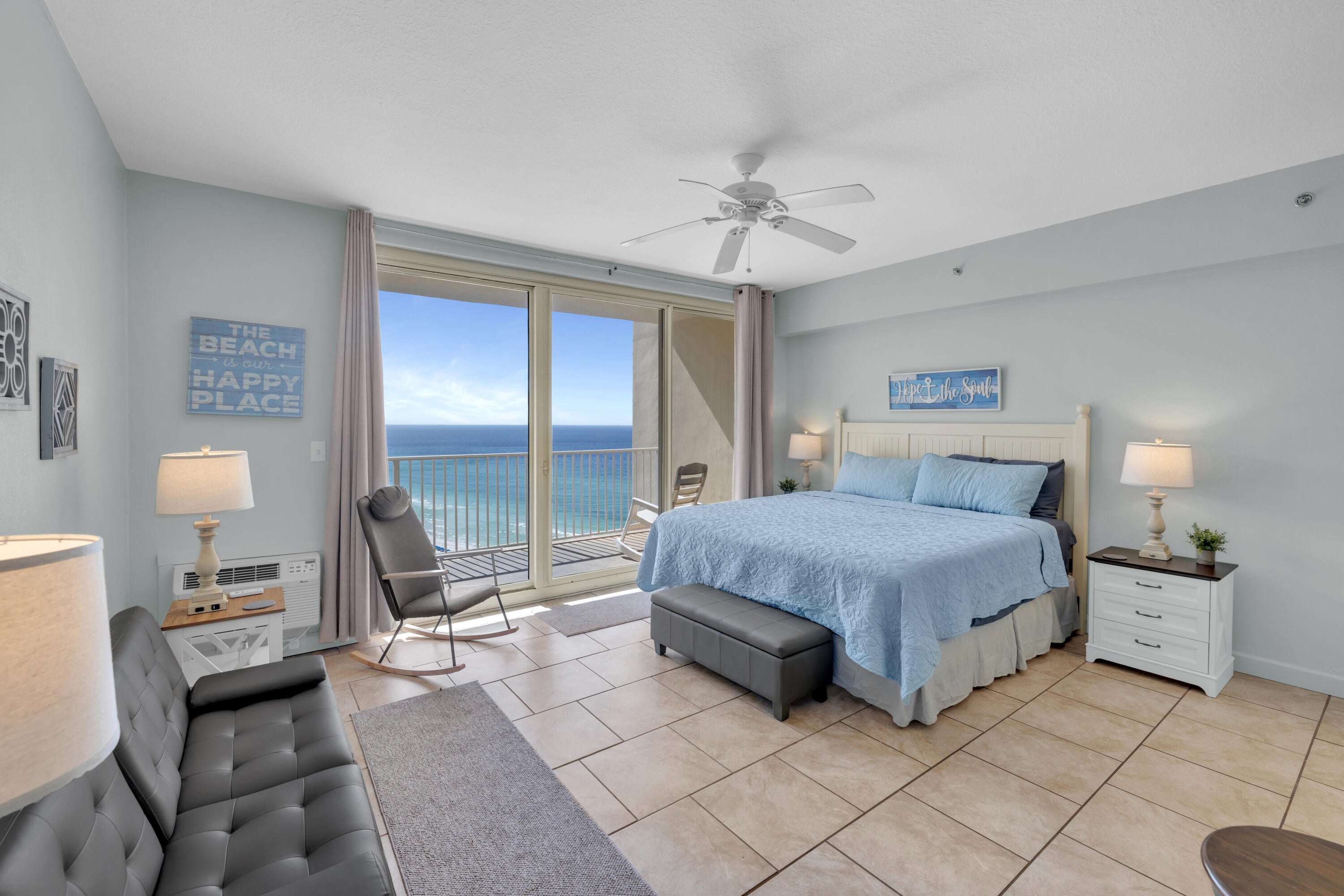 SHORES OF PANAMA STUDIO! DEEDED PARKING! FRESHLY UPDATED AND FULLY FURNISHED! This updated studio offers an excellent opportunity to own a furnished condo at one of Panama City Beach's most recognizable Gulf-front resorts. Located on the west side of the building, the balcony receives gentler morning sunlight and remains shaded from the more intense afternoon sun, creating a comfortable place to enjoy the coastal air later in the day.
The interior has been refreshed with new paint throughout, including the ceilings, walls, baseboards, and cabinetry, while tile flooring extends throughout the entire unit. The combined living and sleeping space includes a king-size bed with matching side tables, a sofa, rocking chair, and a built-in pedestal-height granite table with swivel bar chairs. Nearly all of the furnishings are new, as are the kitchenware, microwave, and Smart TV. The table lamps include built-in charging ports and electrical outlets, while blackout curtains provide added comfort.
The bathroom features a tub-and-shower combination, updated vanity mirror, and new vanity lighting. Other conveniences include a stackable washer and dryer and a wall-mounted air-conditioning unit replaced in 2024. The unit also conveys with a deeded parking space located on the ninth floor. Shores of Panama Resort is known for its expansive Gulf-front lagoon pool, one of the largest in Panama City Beach. The resort-style pool area features zero-entry access, palm-lined islands, fountains, a spacious hot tub, and direct beach access. Additional amenities include an indoor heated pool and hot tub, a 24-hour fitness center, and a seasonal poolside Tiki bar.
Located in the heart of Panama City Beach, Shores of Panama places dining, shopping, and entertainment nearby. Pineapple Willy's is adjacent to the resort, while Laketown Wharf, directly across the street, offers additional dining, retail, and entertainment options, including Wharf Seafood Buffet, The Candymaker Ice Cream Shop, PCB Pizza, In Cahoots, The Press, The Bun Lab, 810 Billiards & Bowling, salon services, and more. Other Panama City Beach attractions and entertainment venues include Dolly Parton's Pirates Voyage Dinner & Show, Topgolf, McGuire's Irish Pub, and Tootsie's Orchid Lounge.
HOA dues are $1,820.93 per quarter. All information is deemed reliable but not guaranteed; buyer to verify if important.