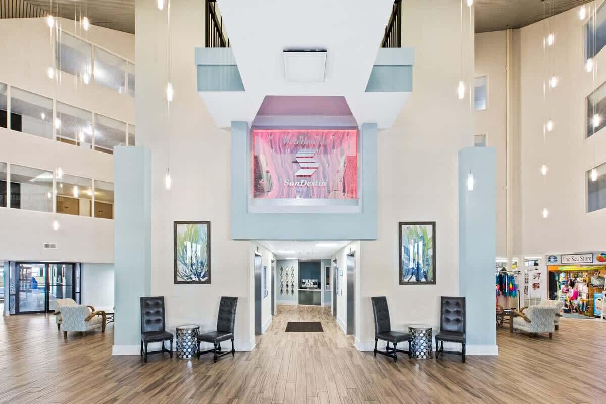 Direct gulf front condo with hallway bunks and washer & dryer in the unit. Not many like this in Sundestin. All new LVP floors make for easy maintenance. Nearly completed 28 million dollar upgrades to this building, All new windows & doors, walkways, boardwalk, balcony floors & railings. new paint and stucco repairs. Just like new building. Sundestin has a very loyal clientele returning year after year. The amenities are the best in Destin with 2 pools and a  hot tub, onsite restaurant and tiki bar, conference center and fitness room. Owner pets allowed and the front desk is open 24/7.