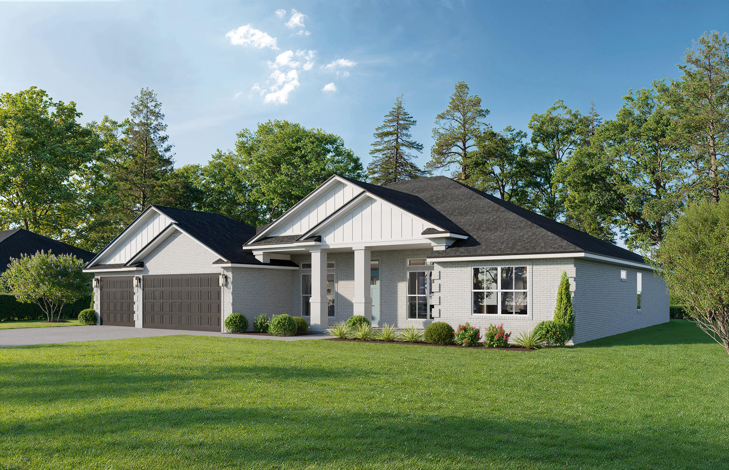 NEW Custom Built Home in Holley By The Sea. This is the one you have been waiting for .Desirable corner lot on a cul-de-sac nestled down a tree lined street~Side entry garage and park like back yard buffered by trees.Residents enjoy exclusive access to resort-style amenities including multiple pools, a fully equipped fitness center, tennis courts, pickle ball, a waterfront park, and deeded access to the Santa Rosa Sound. This 4-bedroom, 3-bathroom tri-split floor plan showcases timeless craftsmanship, trendsetting design, and attention to every detail. The inviting foyer opens to a formal dining room and private office with double glass doors, leading into an expansive open living area filled with natural light & eye-catching architectural ceiling The gourmet kitchen is a true centerpiece featuring elegant shaker cabinetry with crown molding, beautiful quartz countertops, a stylish tiled backsplash, stainless steel appliances, and a large center island that flows effortlessly into the breakfast nook and family room. A walk-in pantry provides exceptional storage, while wood-look staggered tile flooring enhances the home's modern coastal charm.
The spacious primary suite offers a relaxing retreat with a trey ceiling, ceiling fan, and a spa-inspired ensuite boasting a luxurious tiled walk-in shower, soaking tub, dual quartz vanities with framed mirrors, and a huge walk-in closet. Two guest bedrooms share a thoughtfully designed Jack & Jill bath, while the fourth bedroom enjoys its own private bath and direct access to the large, covered porch perfect for guests or multigenerational living.
Additional highlights include a laundry room, oversized 3-car garage ideal for trucks and outdoor gear, and a landscaped yard with irrigation system, lawn pump, and well with digital timer. Built for comfort and peace of mind, the home features TAEXX in-wall pest control, Fabric Shield hurricane protection, a dimensional shingle roof, crown molding, recessed lighting, and more.
Enjoy a short drive to Navarre Beach, local shopping, and Hwy 98 for an easy commute to Hurlburt Field AFB. Don't miss the opportunity to own this exceptional new home and experience the best of Holley by the Sea living.
Call today for details, color selections, and construction updates.
(Photos shown are of a previously completed home; finishes and fixtures may vary.)This home will constructed with a side entry garage.