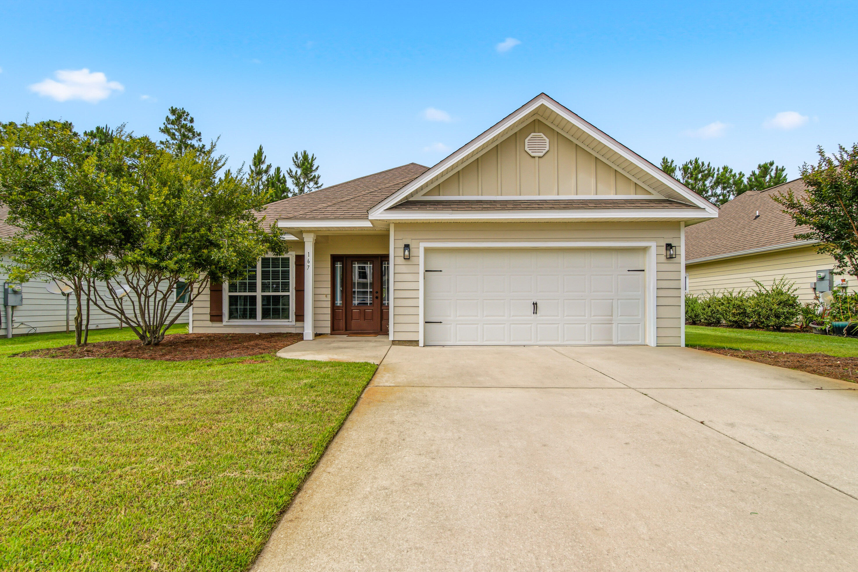 Three bedroom plus designated office, 2 baths, open floor plan. All appliances including washer & dryer. Covered porch, woods in the back providing some  privacy. Great location, close to beaches and shopping.