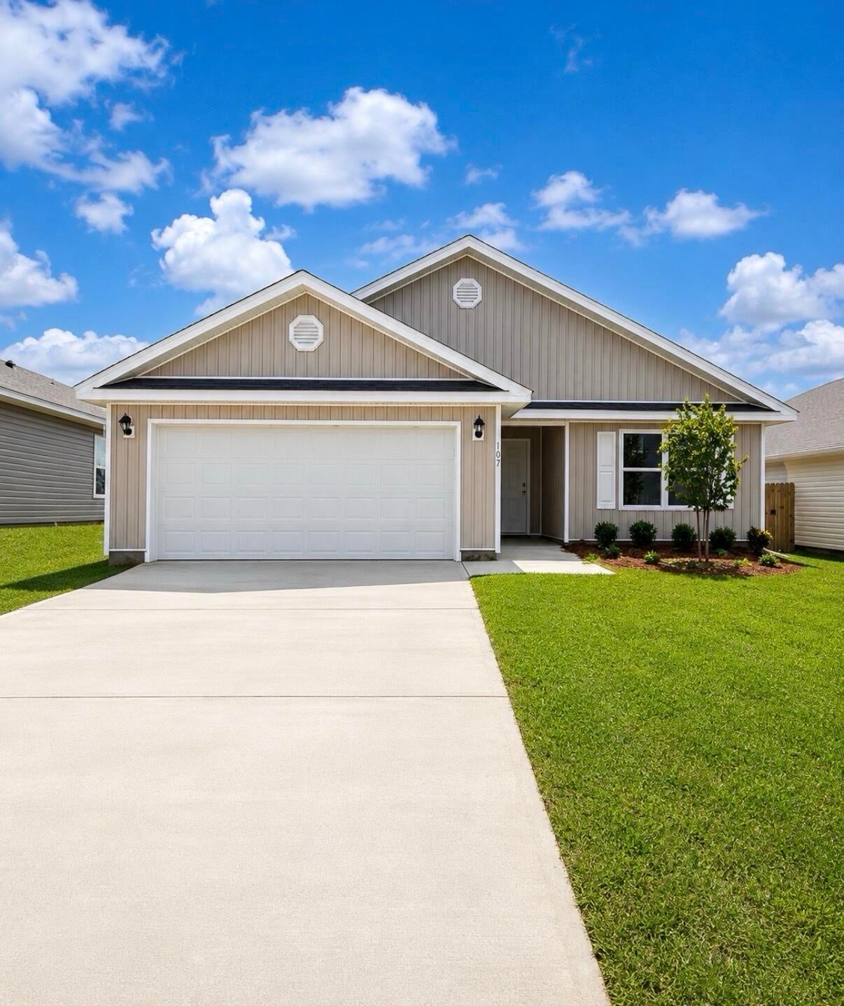 Welcome to 107 Dockside Road in Magnolia the Bluffs located in Freeport, Florida. This home features the Lismore floorplan and is under construction. Entering the home, you will find a foyer with EVP flooring leading to the open concept living area.

Continuing into the heart of the home, you will find an open concept living area. Here, the kitchen is open to the living area and features quartz countertops, stainless steel appliances, and an island with a breakfast bar that creates the perfect spot for casual dining or entertaining. The adjoining dining area is well-positioned for family meals, while the living room offers a comfortable space to relax, complete with views of the backyard. Two guest bedrooms and a full bathroom are located off the entry hall. These rooms are perfectly sized with each offering plenty of closet space and easy access to the shared bath.

This home features a seamless living space with EVP flooring while carpet in each bedroom provides a feel of comfort. Privately located at the back of the home, the primary bedroom offers a peaceful retreat. The large bedroom is complemented by an ensuite bathroom, featuring a dual vanity, a large shower, and an expansive closet designed for all your wardrobe needs. The laundry room is off the kitchen and is complete with extra storage shelves. The patio at the back of the home provides the perfect place to enjoy outdoor living. For more information on the Lismore floor plan, give us a call today!