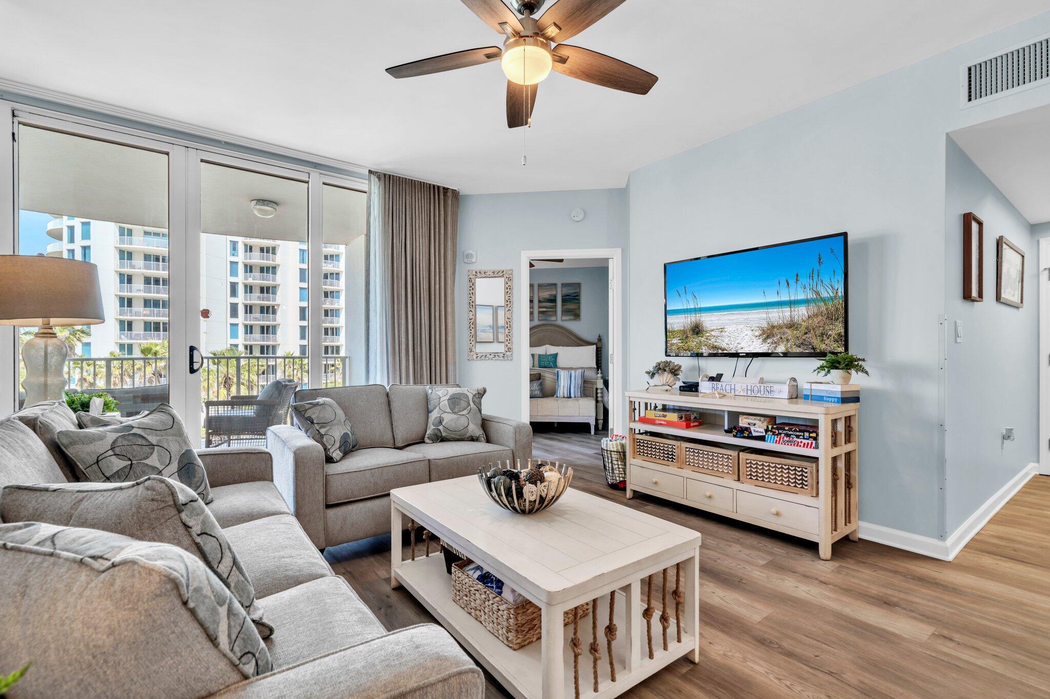This unit just isn't beautiful...Its performing! With $56,244.20 in projected 2026 gross rental income, including $27,400.57 in upcoming reservations, this turnkey investment is ready to continue generating revenue day one!
Welcome to your home away from home! This beautifully updated 4th-floor condo at the Palms of Destin Resort showcases stunning tropical pool views and offers the perfect blend of comfort, convenience, and investment potential. This spacious 2BR/2BA unit is sold fully furnished and completely turnkey--ready for immediate enjoyment or rental income.
Thoughtful upgrades enhance both value and peace of mind. In 2022, all appliances were replaced with Whirlpool stainless steel models, including the refrigerator, stove/oven, microwave, and washer/dryer combo.  Hot water heater replaced 2023. Inside, the open living area features comfortable seating with a new queen sleeper sofa and loveseat, a flat-screen TV, ceiling fan, and direct access to a private balcony--ideal for relaxing or entertaining. Both the primary and guest bedrooms offer king-sized beds and flat-screen TVs, creating a comfortable retreat after a day at the beach or pool.
The Palms of Destin is ideal as an investment property, second home, or primary residence. Enjoy on-site dining, a coffee bar, and a seasonal shuttle to nearby attractions--allowing you to park and unwind without ever needing to drive. Even better, HOA dues cover all utilities, including electricity, water, trash, premium cable, and Wi-Fi.
Resort-style amenities include an 11,000 sq ft lagoon pool with waterfalls and bridges, a children's pool and splash fountain, a state-of-the-art fitness center, indoor pickleball, tennis and basketball courts, outdoor grilling areas, and more--all within a beautifully landscaped 2-acre tropical setting.
End your day on the private balcony, taking in breathtaking sunsets over the palm-lined resort.
Don't miss this opportunity of owning a condo in one of Destin's most sought-after communities--schedule your private showing today!
Electric vehicle charging stations are available in the parking garage, adding modern convenience for owners and guests.

While all information is believed to be accurate, buyer to verify all details including dimensions.